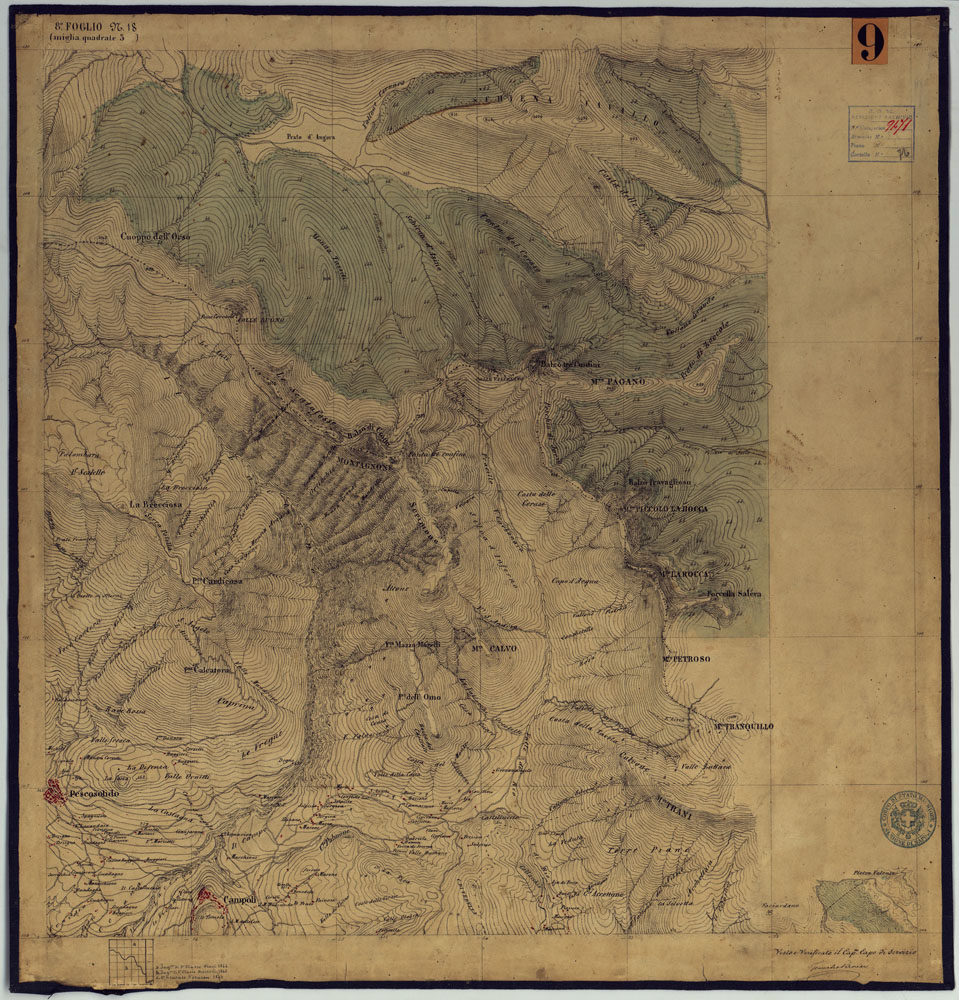 (N:2038) TAVOLETTE AL 20.000 PER LA CARTA DEL REGNO DI NAPOLI - FOGLIO 8 TAVOLA 18. (CA006304) Carte e stampe antiche: riproduzione a colori su carta (formato A1)