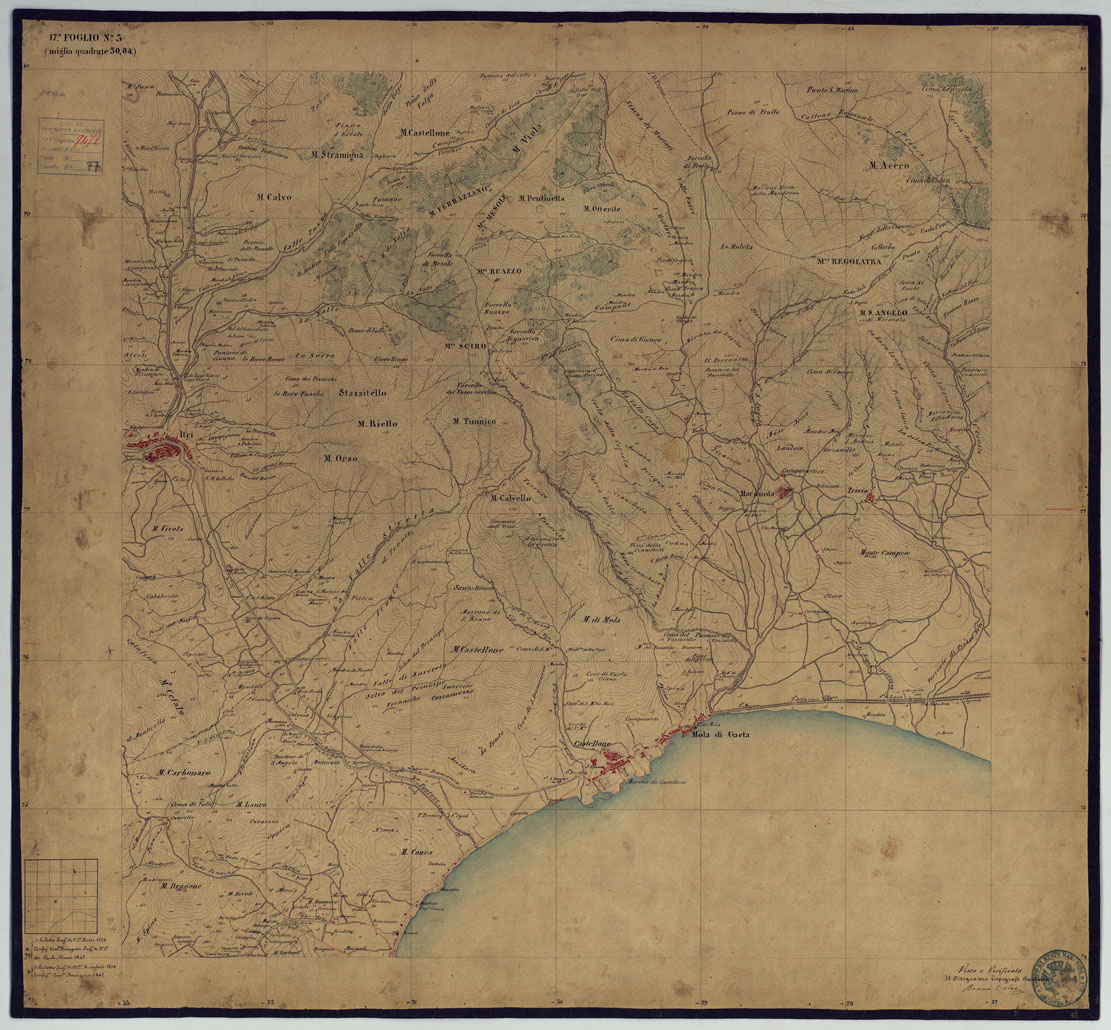 (N:2055) TAVOLETTE AL 20.000 PER LA CARTA DEL REGNO DI NAPOLI - FOGLIO 17 TAVOLA 3. (CA006336) Carte e stampe antiche: riproduzione a colori su carta (formato A1)