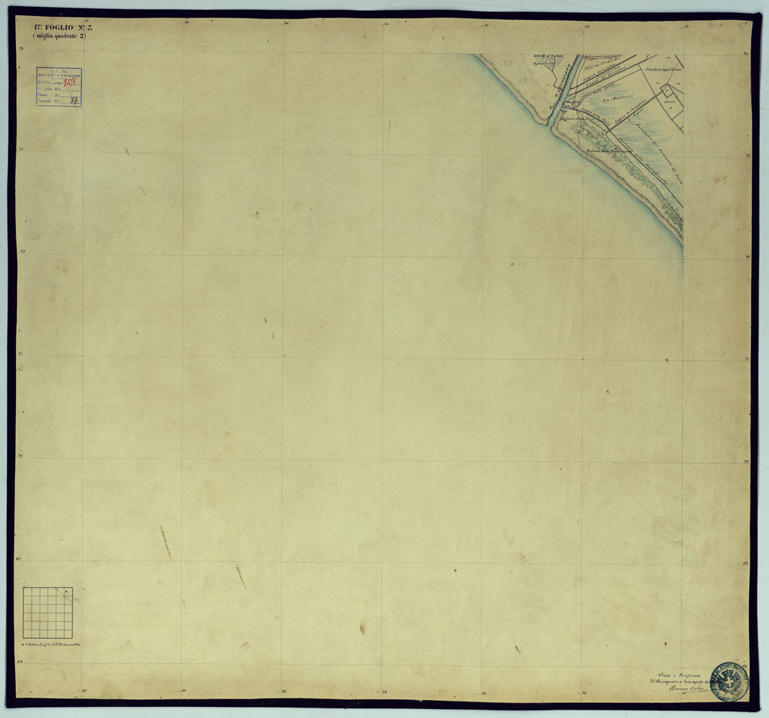 (N:2058) TAVOLETTE AL 20.000 PER LA CARTA DEL REGNO DI NAPOLI - FOGLIO 17 TAVOLA 7. (CA006338) Carte e stampe antiche: riproduzione a colori su carta (formato A1)