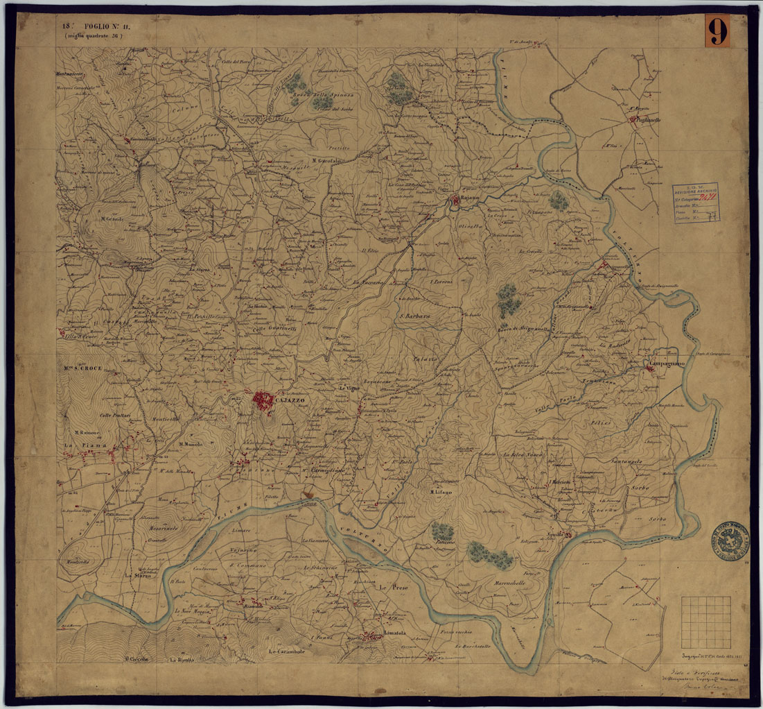 (N:2064) TAVOLETTE AL 20.000 PER LA CARTA DEL REGNO DI NAPOLI - FOGLIO  18 TAVOLA 11. (CA006351) Carte e stampe antiche: riproduzione a colori su carta (formato A1)