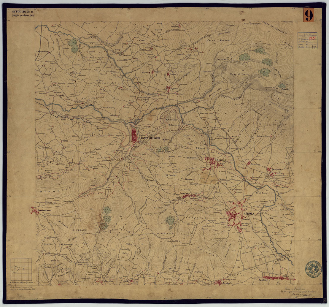 (N:2071) TAVOLETTE AL 20.000 PER LA CARTA DEL REGNO DI NAPOLI - FOGLIO 18 TAVOLA 18. (CA006358) Carte e stampe antiche: riproduzione a colori su carta (formato A1)