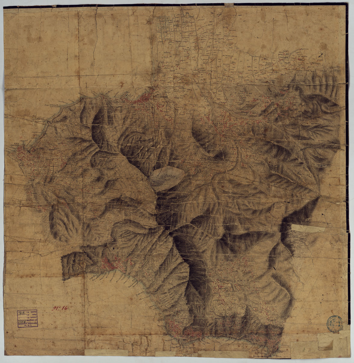 (N:12804) MINUTE ORIGINALI DI CAMPAGNA DELLE LEVATE AL 20.000 DELLA CARTA  DEL REAME DI NAPOLI ANNESSI GRAFICI E SCHIZZI DI NESSUN VALORE - FOGLIO 16 (CA006386) Carte e stampe antiche: riproduzione a colori su carta (formato A1)