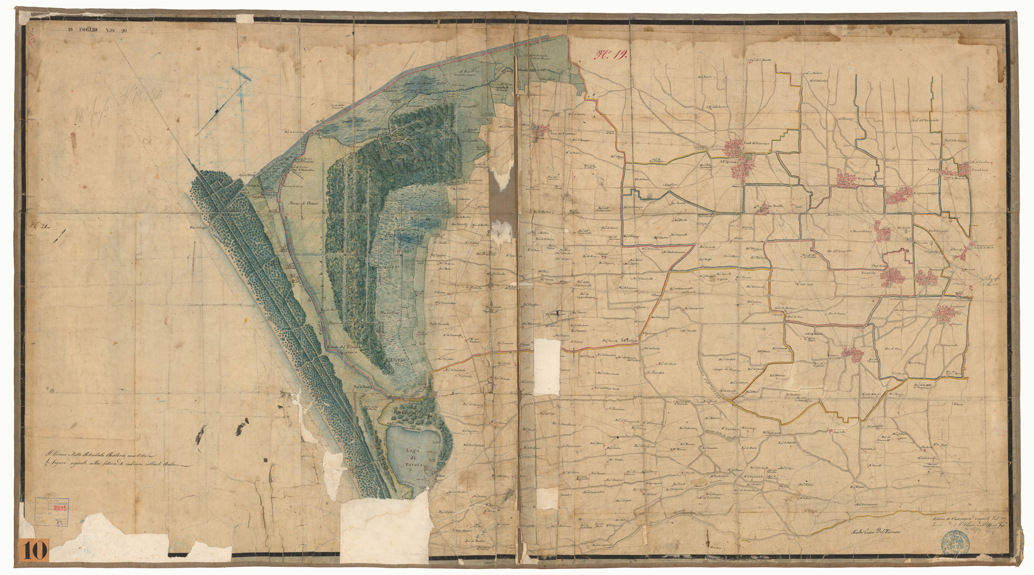 (N:12763) MINUTE ORIGINALI DI CAMPAGNA DELLE LEVATE AL 20.000 DELLA CARTA  DEL REAME DI NAPOLI ANNESSI GRAFICI E SCHIZZI DI NESSUN VALORE - Foglio 19-20 (CA006472) Carte e stampe antiche: riproduzione a colori su carta (formato A1)