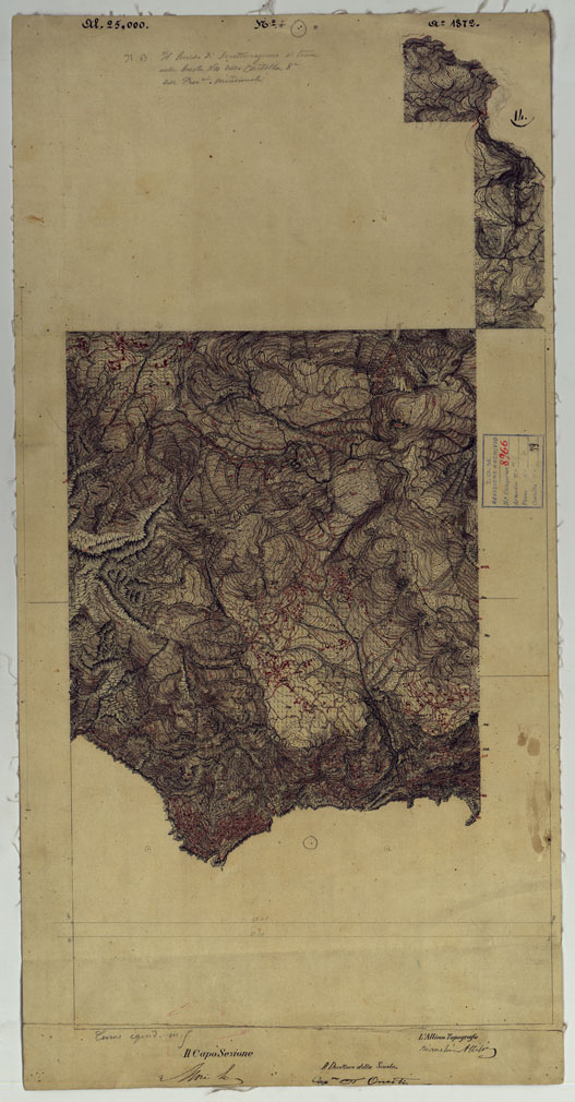 (N:9413) DINTORNI DI NAPOLI  MINUTE DI CAMPAGNA - FOGLIO 14 POSITANO (CA006544, CA006545) Carte e stampe antiche: riproduzione a colori su carta (formato A1)