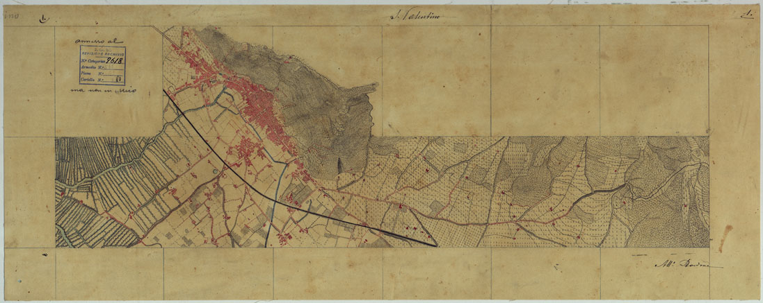 (N:13825) VESUVIO E DINTORNI - FOGLIO 1 SAN VALENTINO. (CA006571) Carte e stampe antiche: riproduzione a colori su carta (formato A1)