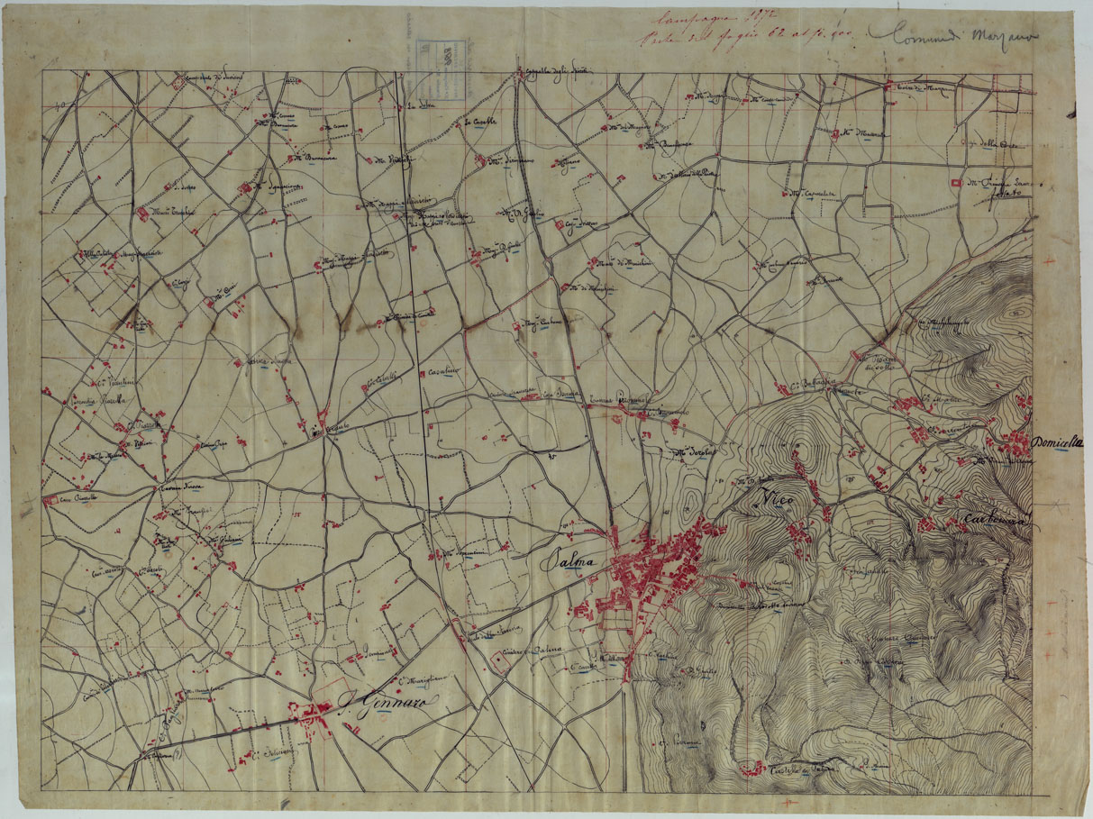 (N:13894) VESUVIO E DINTORNI - LUCIDO PALMA CAMPANIA. (CA006612) Carte e stampe antiche: riproduzione a colori su carta (formato A1)