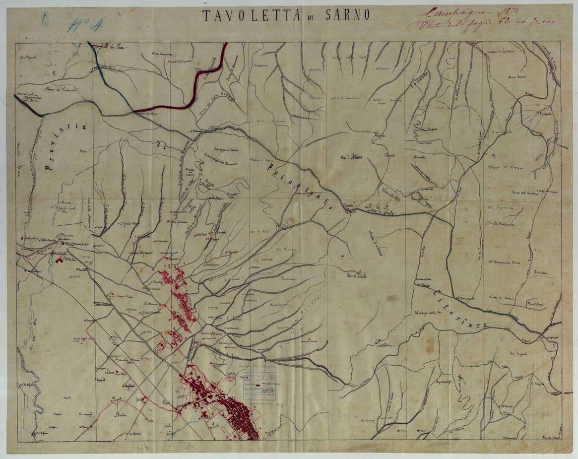 (N:13673) VESUVIO E DINTORNI - LUCIDO SARNO. (CA006613) Carte e stampe antiche: riproduzione a colori su carta (formato A1)