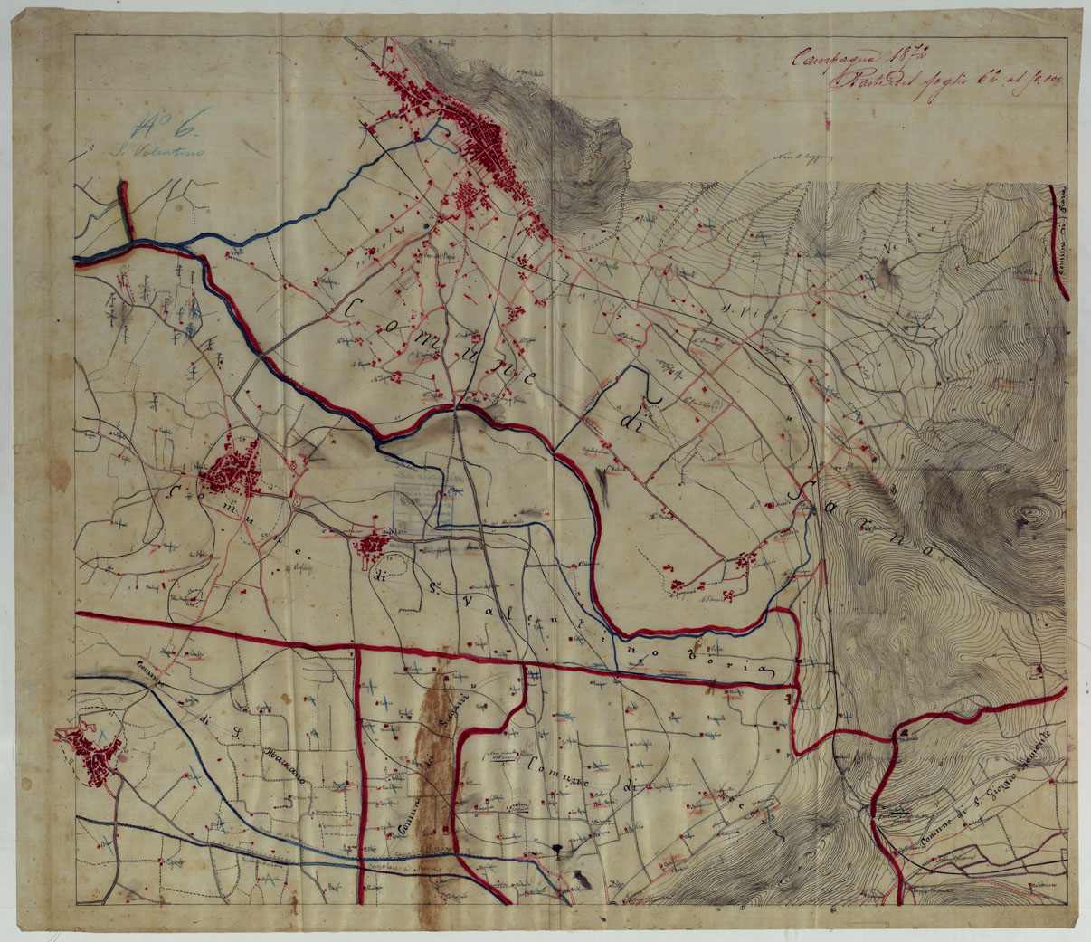(N:13617) VESUVIO E DINTORNI - LUCIDO SAN VALENTINO. (CA006615) Carte e stampe antiche: riproduzione a colori su carta (formato A1)