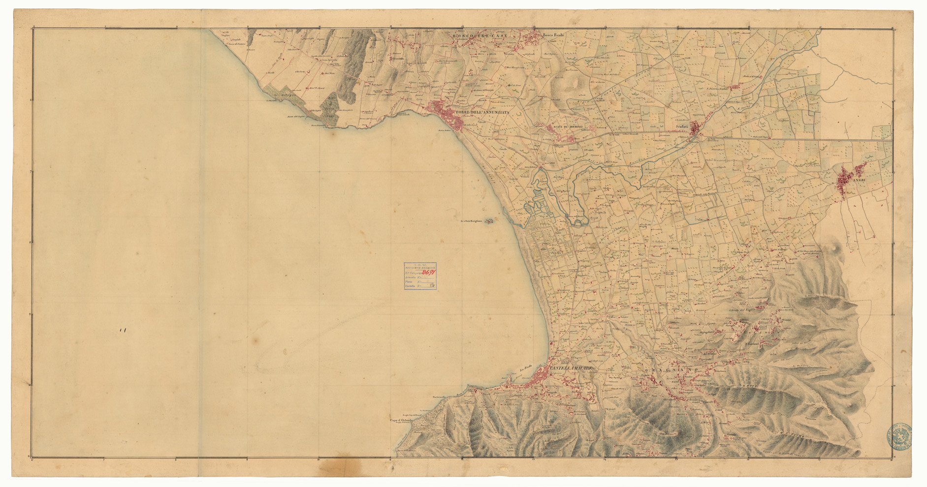 (N:8682) Castellammare e dintorni - Foglio 1 (CA006743) Carte e stampe antiche: riproduzione a colori su carta (formato A1)