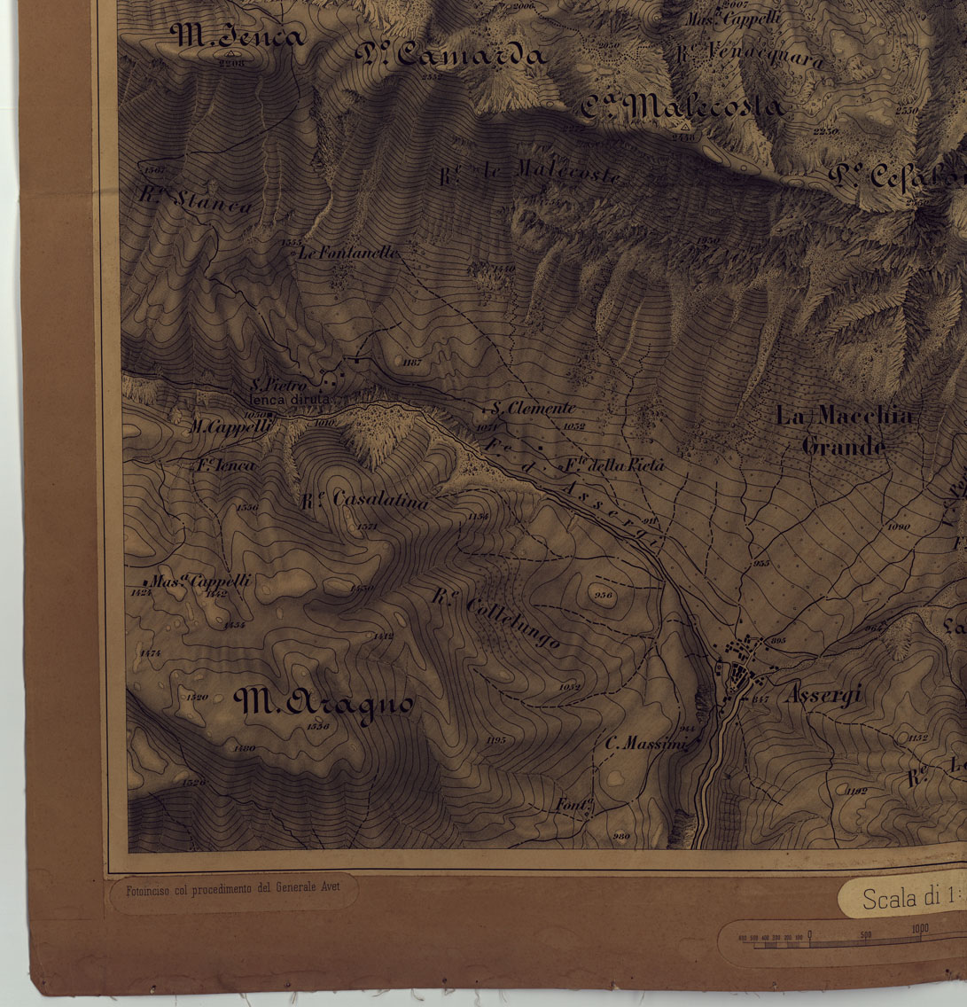 (N:17069) GRUPPO DEL GRAN SASSO D'ITALIA (CA006821, CA006822, CA006823, CA006824) Carte e stampe antiche: riproduzione a colori su carta (formato A1)