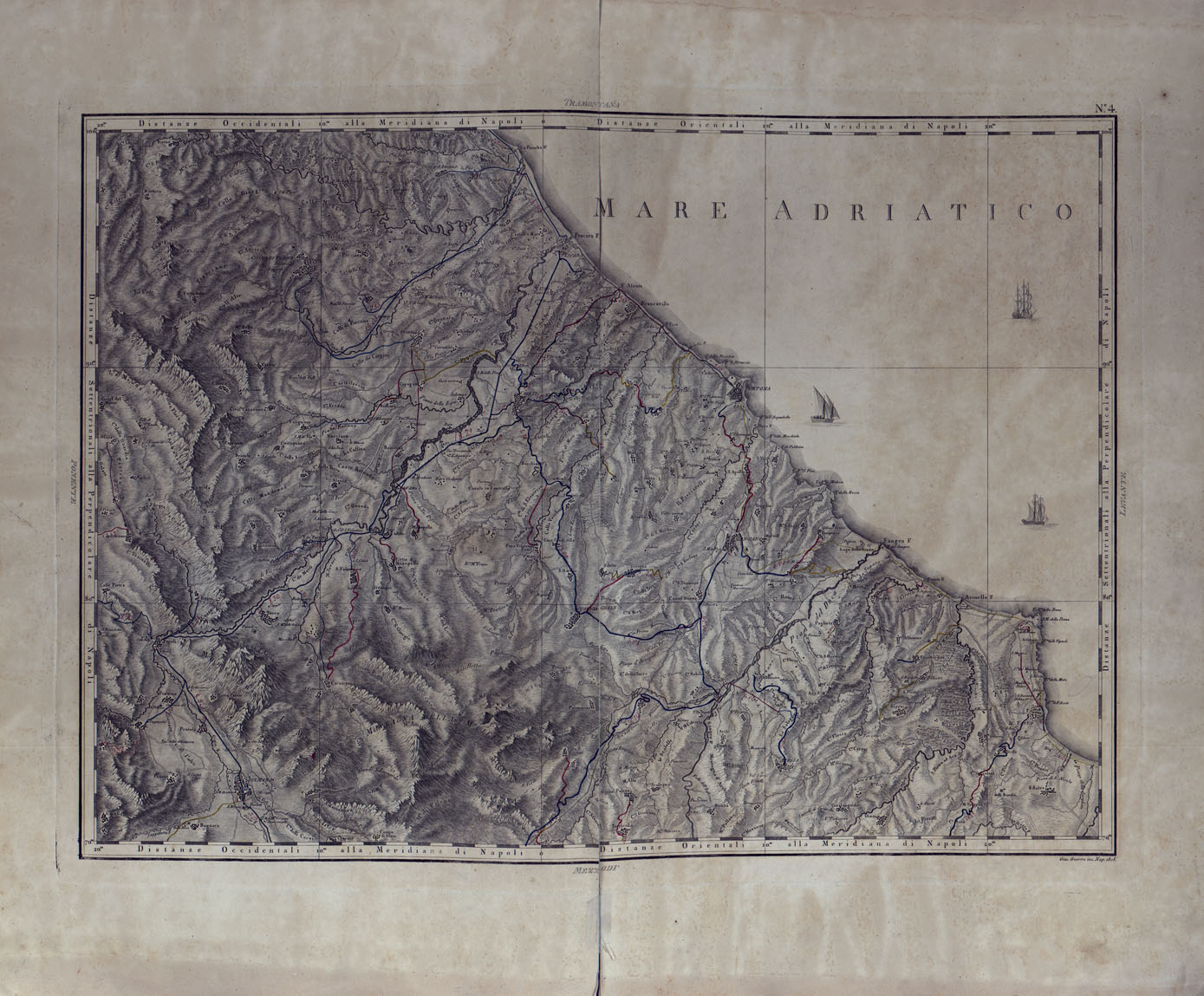 (N:24987) ATLANTE GEOGRAFICO DEL REGNO DI NAPOLI DELINEATO PER ORDINE DI FERDINANDO IV RE DELLE DUE SICILIE E C. E C. DA GIO' ANTONIO RIZZI ZANNONI GEOGRAFO DI SUA MAESTA' E TERMINATO NEL 1808 - TAVOLA 4. (CA006911) Carte e stampe antiche: riproduzione a colori su carta (formato A1)