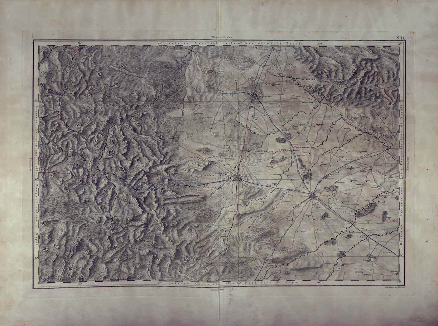 (N:24994) ATLANTE GEOGRAFICO DEL REGNO DI NAPOLI DELINEATO PER ORDINE DI FERDINANDO IV RE DELLE DUE SICILIE E C. E C. DA GIO' ANTONIO RIZZI ZANNONI GEOGRAFO DI SUA MAESTA' E TERMINATO NEL 1808 - TAVOLA 11. (CA006918) Carte e stampe antiche: riproduzione a colori su carta (formato A1)