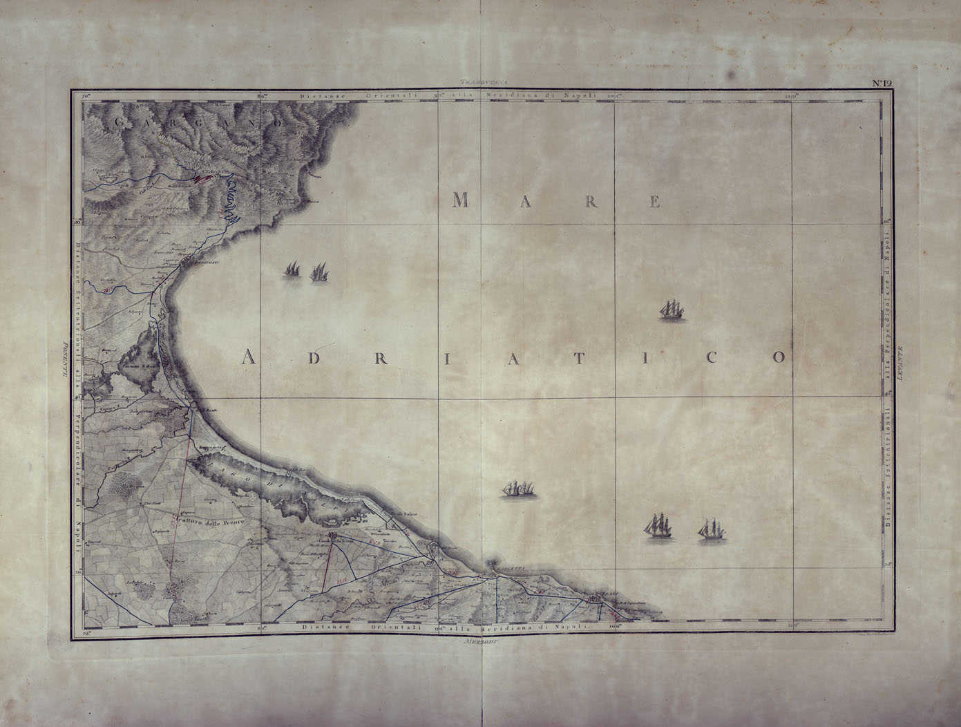 (N:24995) ATLANTE GEOGRAFICO DEL REGNO DI NAPOLI DELINEATO PER ORDINE DI FERDINANDO IV RE DELLE DUE SICILIE E C. E C. DA GIO' ANTONIO RIZZI ZANNONI GEOGRAFO DI SUA MAESTA' E TERMINATO NEL 1808 - TAVOLA 12. (CA006919) Carte e stampe antiche: riproduzione a colori su carta (formato A1)