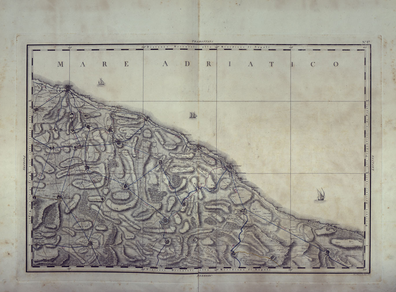 (N:25000) ATLANTE GEOGRAFICO DEL REGNO DI NAPOLI DELINEATO PER ORDINE DI FERDINANDO IV RE DELLE DUE SICILIE E C. E C. DA GIO' ANTONIO RIZZI ZANNONI GEOGRAFO DI SUA MAESTA' E TERMINATO NEL 1808 - TAVOLA 17. (CA006924) Carte e stampe antiche: riproduzione a colori su carta (formato A1)
