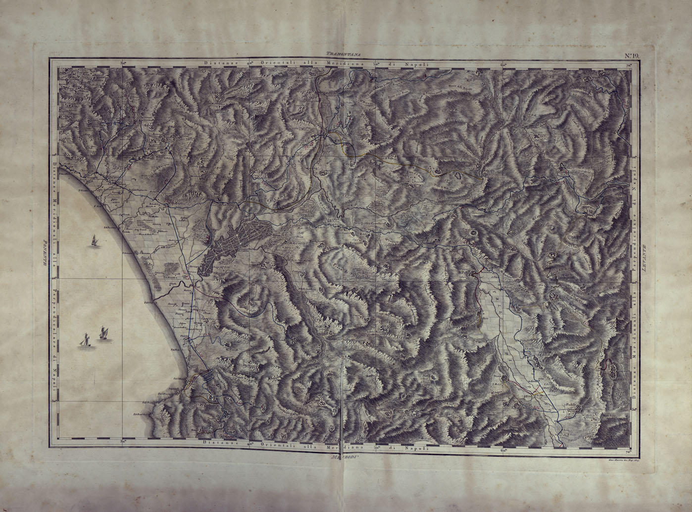 (N:25002) ATLANTE GEOGRAFICO DEL REGNO DI NAPOLI DELINEATO PER ORDINE DI FERDINANDO IV RE DELLE DUE SICILIE E C. E C. DA GIO' ANTONIO RIZZI ZANNONI GEOGRAFO DI SUA MAESTA' E TERMINATO NEL 1808 - TAVOLA 19. (CA006926) Carte e stampe antiche: riproduzione a colori su carta (formato A1)