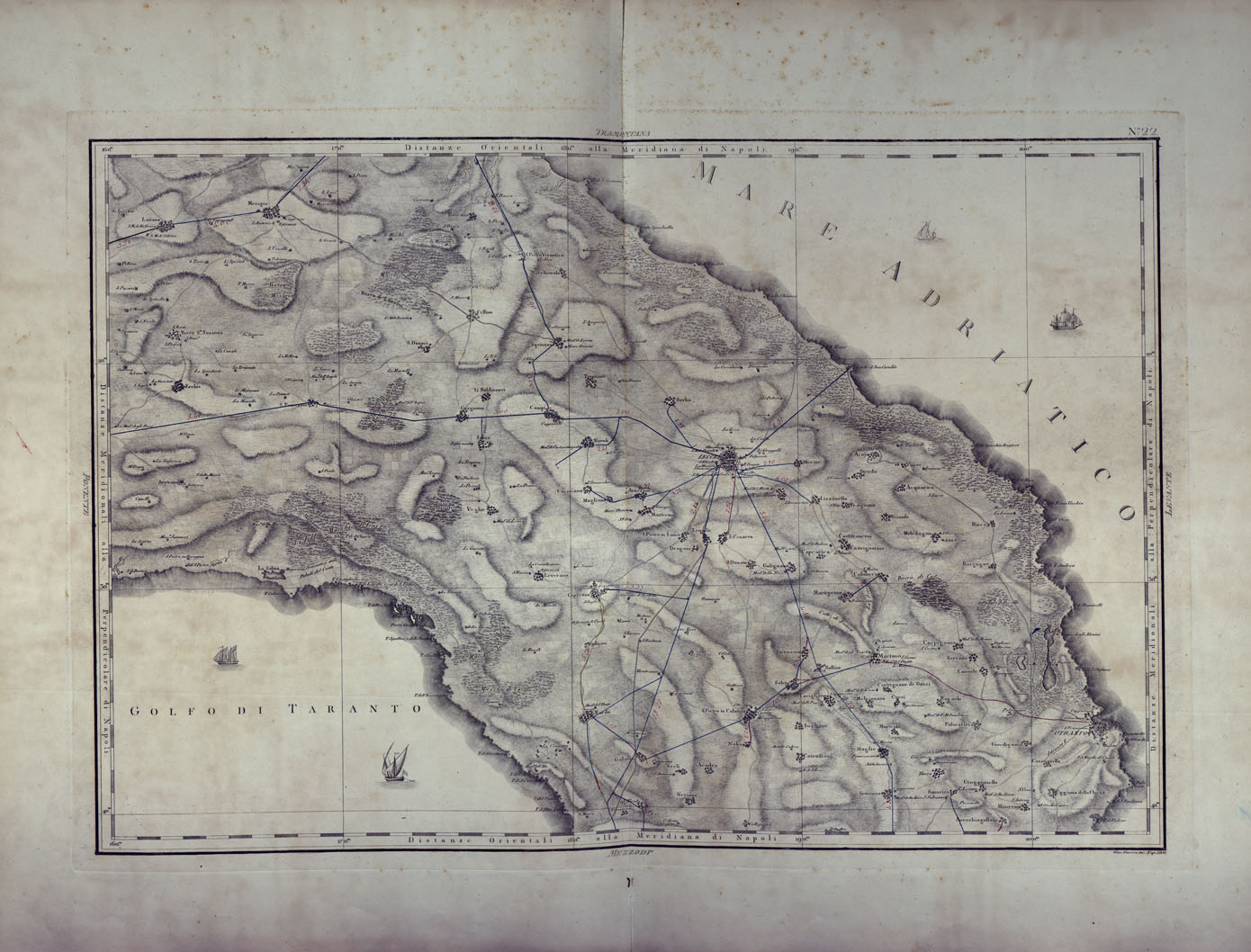 (N:25005) ATLANTE GEOGRAFICO DEL REGNO DI NAPOLI DELINEATO PER ORDINE DI FERDINANDO IV RE DELLE DUE SICILIE E C. E C. DA GIO' ANTONIO RIZZI ZANNONI GEOGRAFO DI SUA MAESTA' E TERMINATO NEL 1808 - TAVOLA 22. (CA006929) Carte e stampe antiche: riproduzione a colori su carta (formato A1)