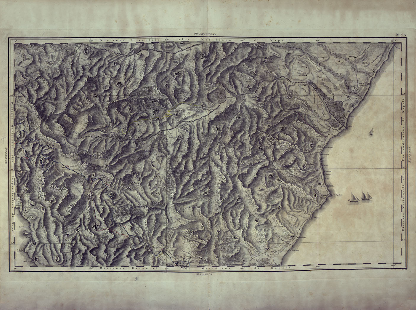 (N:25008) ATLANTE GEOGRAFICO DEL REGNO DI NAPOLI DELINEATO PER ORDINE DI FERDINANDO IV RE DELLE DUE SICILIE E C. E C. DA GIO' ANTONIO RIZZI ZANNONI GEOGRAFO DI SUA MAESTA' E TERMINATO NEL 1808 - TAVOLA 25. (CA006932) Carte e stampe antiche: riproduzione a colori su carta (formato A1)
