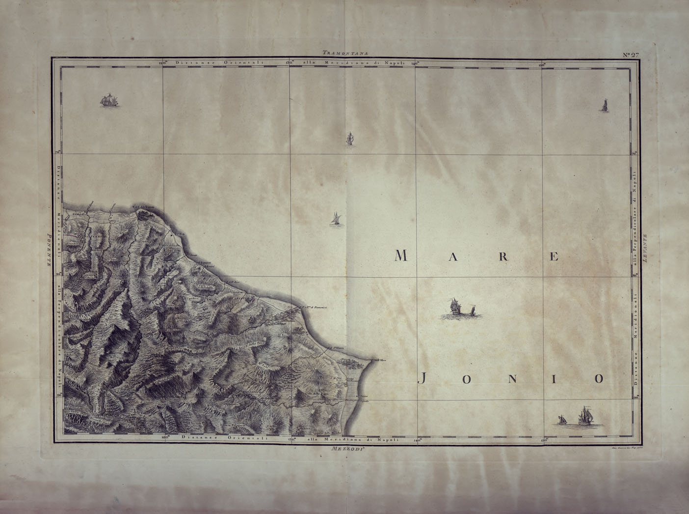 (N:25010) ATLANTE GEOGRAFICO DEL REGNO DI NAPOLI DELINEATO PER ORDINE DI FERDINANDO IV RE DELLE DUE SICILIE E C. E C. DA GIO' ANTONIO RIZZI ZANNONI GEOGRAFO DI SUA MAESTA' E TERMINATO NEL 1808 - TAVOLA 27. (CA006934) Carte e stampe antiche: riproduzione a colori su carta (formato A1)