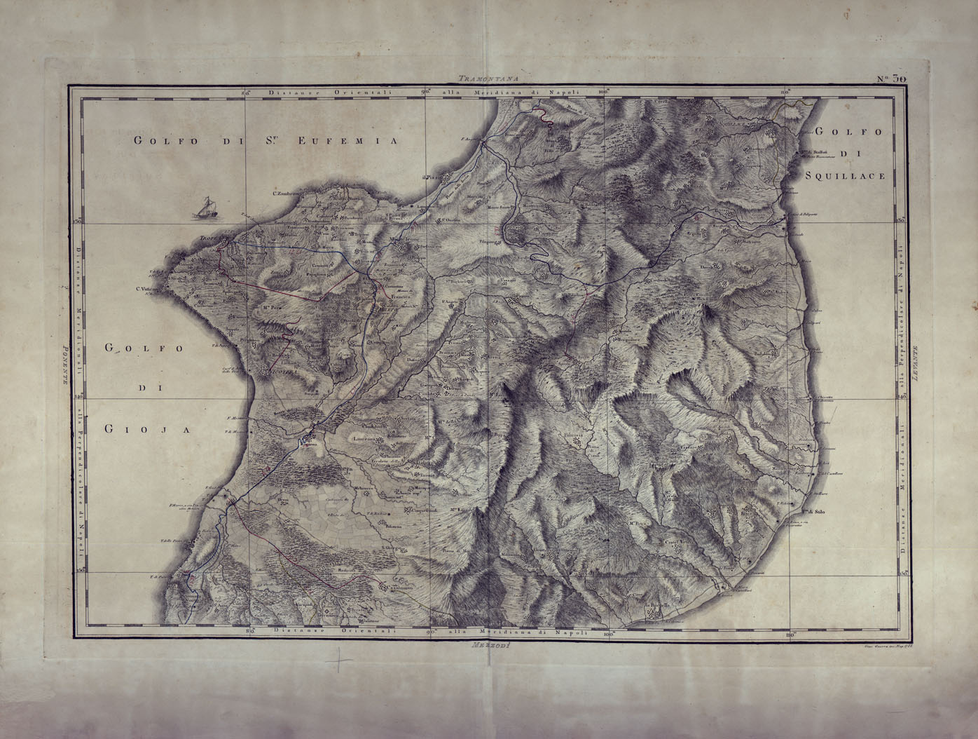 (N:25013) ATLANTE GEOGRAFICO DEL REGNO DI NAPOLI DELINEATO PER ORDINE DI FERDINANDO IV RE DELLE DUE SICILIE E C. E C. DA GIO' ANTONIO RIZZI ZANNONI GEOGRAFO DI SUA MAESTA' E TERMINATO NEL 1808 - TAVOLA 30. (CA006937) Carte e stampe antiche: riproduzione a colori su carta (formato A1)
