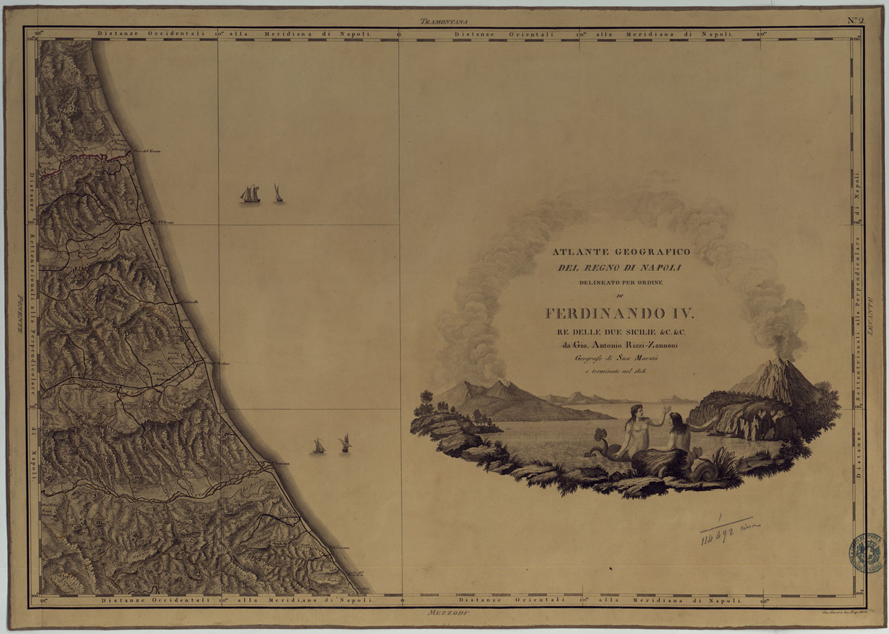 (N:4881) ATLANTE GEOGRAFICO DEL REGNO DI NAPOLI DELINEATO PER ORDINE DI FERDINANDO IV RE DELLE DUE SICILIE &C., &C., DA GIO. ANTONIO RIZZI ZANNONI GEOGRAFO DI SUA MAESTA' E TERMINATO NEL 1808 - TAVOLA 2. (CA006943) Carte e stampe antiche: riproduzione a colori su carta (formato A1)