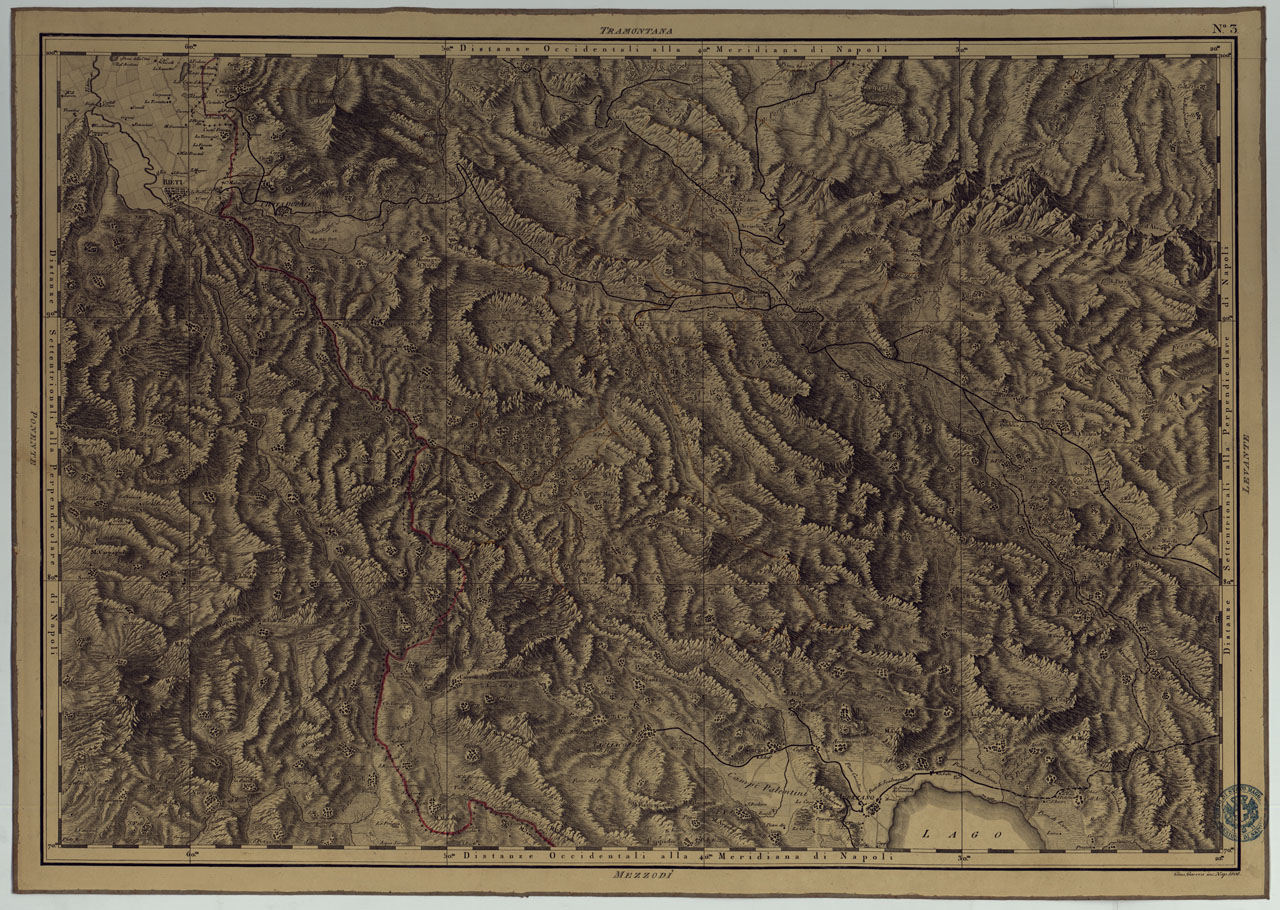 (N:4893) ATLANTE GEOGRAFICO DEL REGNO DI NAPOLI DELINEATO PER ORDINE DI FERDINANDO IV RE DELLE DUE SICILIE &C., &C., DA GIO. ANTONIO RIZZI ZANNONI GEOGRAFO DI SUA MAESTA' E TERMINATO NEL 1808 - TAVOLA 3. (CA006944) Carte e stampe antiche: riproduzione a colori su carta (formato A1)