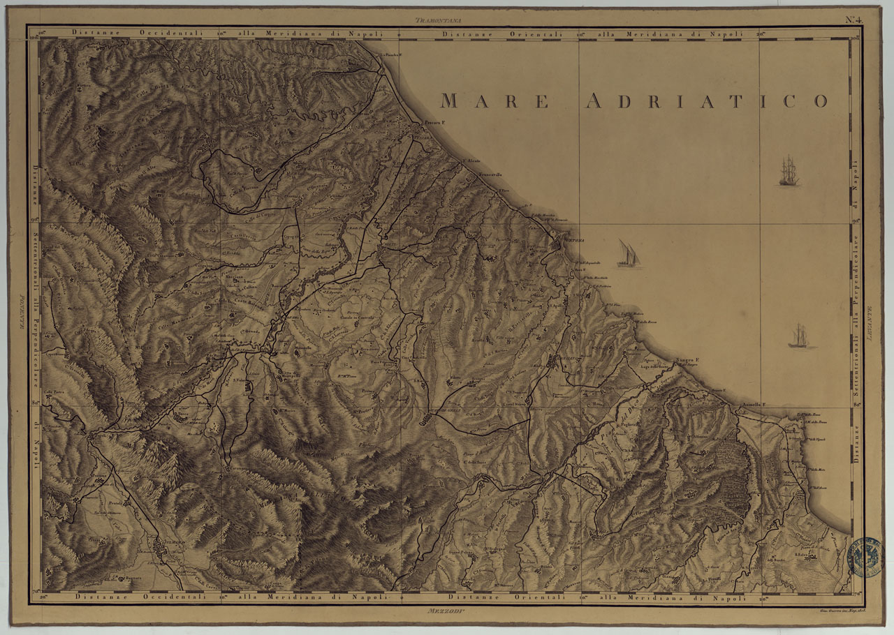 (N:4896) ATLANTE GEOGRAFICO DEL REGNO DI NAPOLI DELINEATO PER ORDINE DI FERDINANDO IV RE DELLE DUE SICILIE &C., &C., DA GIO. ANTONIO RIZZI ZANNONI GEOGRAFO DI SUA MAESTA' E TERMINATO NEL 1808 - TAVOLA 4. (CA006945) Carte e stampe antiche: riproduzione a colori su carta (formato A1)