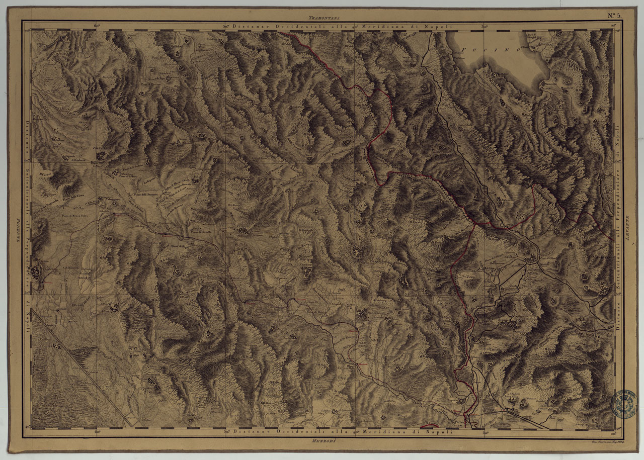 (N:4897) ATLANTE GEOGRAFICO DEL REGNO DI NAPOLI DELINEATO PER ORDINE DI FERDINANDO IV RE DELLE DUE SICILIE &C., &C., DA GIO. ANTONIO RIZZI ZANNONI GEOGRAFO DI SUA MAESTA' E TERMINATO NEL 1808 - TAVOLA 5. (CA006946) Carte e stampe antiche: riproduzione a colori su carta (formato A1)