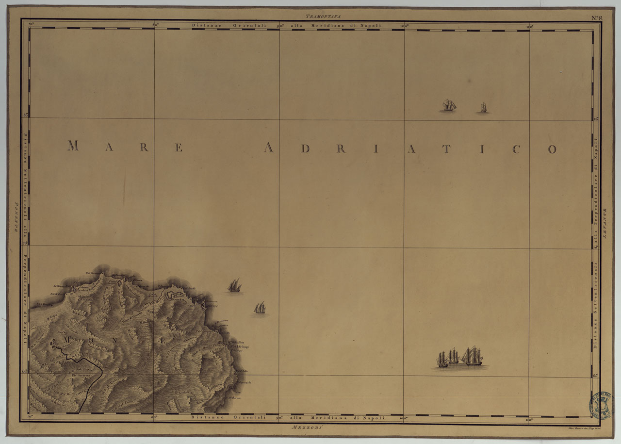(N:4900) ATLANTE GEOGRAFICO DEL REGNO DI NAPOLI DELINEATO PER ORDINE DI FERDINANDO IV RE DELLE DUE SICILIE &C., &C., DA GIO. ANTONIO RIZZI ZANNONI GEOGRAFO DI SUA MAESTA' E TERMINATO NEL 1808 - TAVOLA 8. (CA006949) Carte e stampe antiche: riproduzione a colori su carta (formato A1)