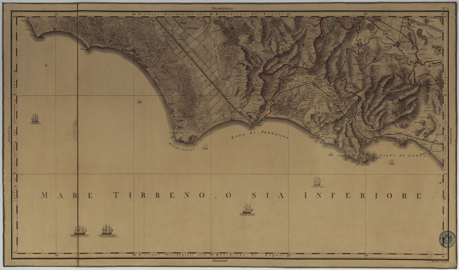 (N:4901) ATLANTE GEOGRAFICO DEL REGNO DI NAPOLI DELINEATO PER ORDINE DI FERDINANDO IV RE DELLE DUE SICILIE &C., &C., DA GIO. ANTONIO RIZZI ZANNONI GEOGRAFO DI SUA MAESTA' E TERMINATO NEL 1808 - TAVOLA 9. (CA006950) Carte e stampe antiche: riproduzione a colori su carta (formato A1)