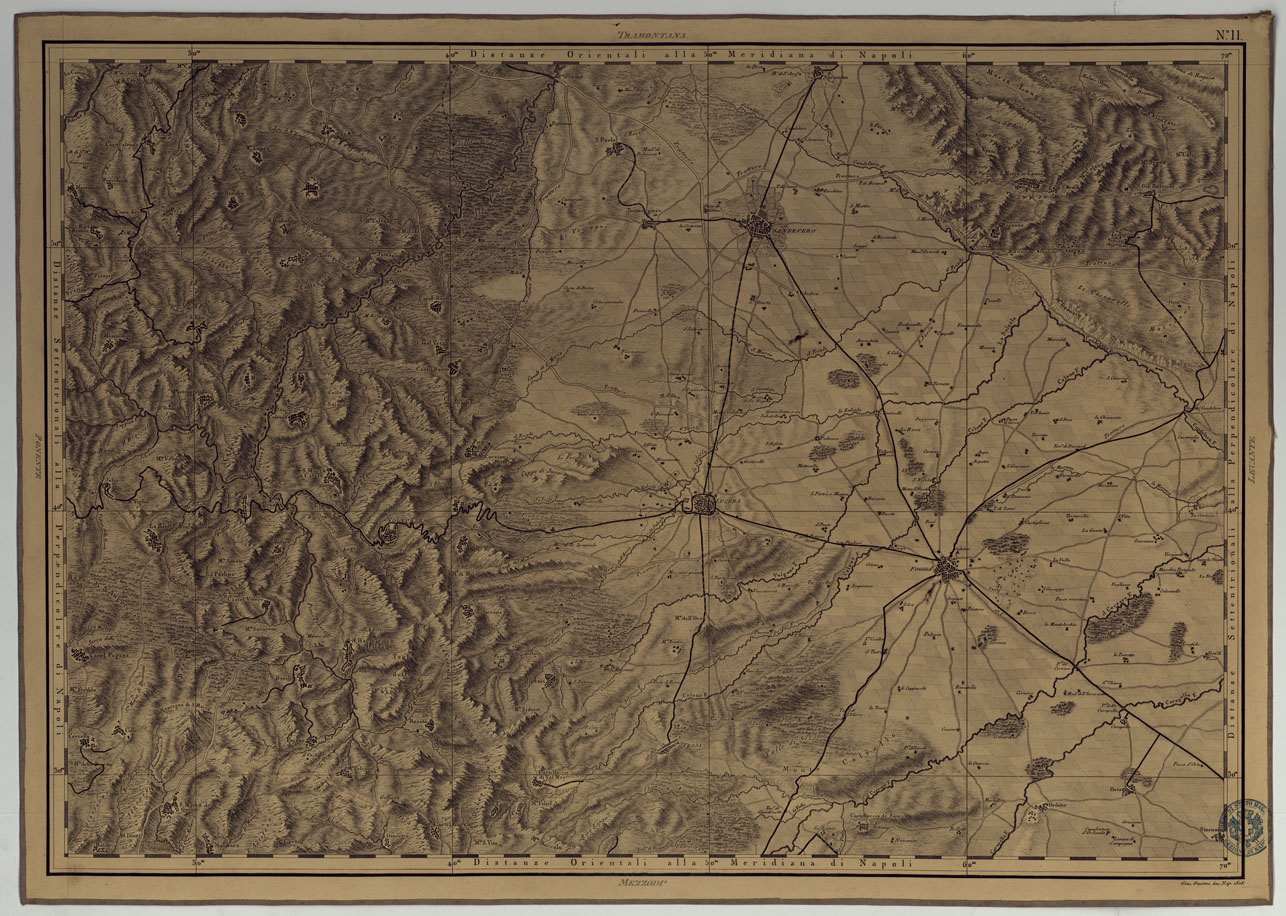 (N:4872) ATLANTE GEOGRAFICO DEL REGNO DI NAPOLI DELINEATO PER ORDINE DI FERDINANDO IV RE DELLE DUE SICILIE &C., &C., DA GIO. ANTONIO RIZZI ZANNONI GEOGRAFO DI SUA MAESTA' E TERMINATO NEL 1808 - TAVOLA 11. (CA006952) Carte e stampe antiche: riproduzione a colori su carta (formato A1)