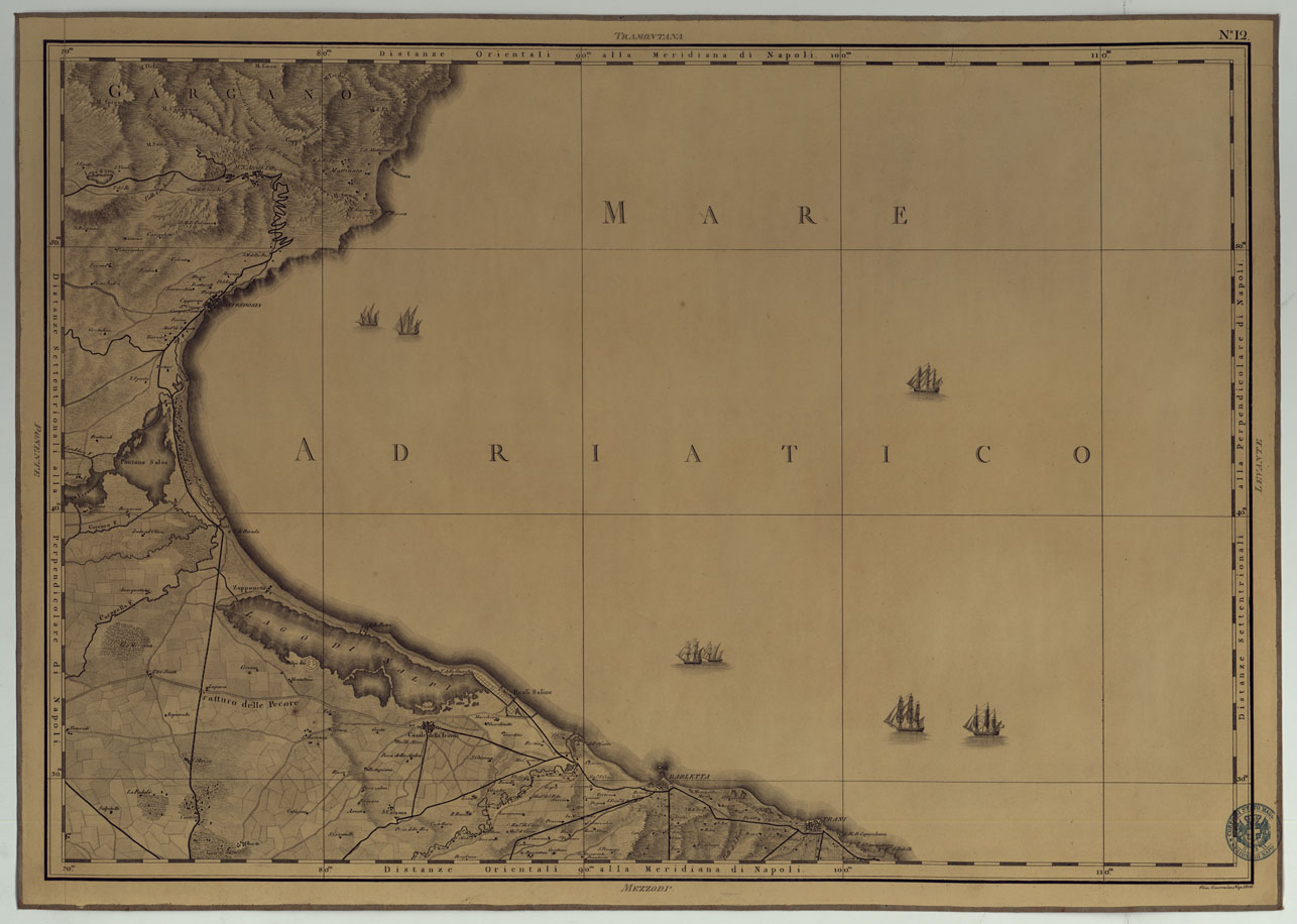 (N:4873) ATLANTE GEOGRAFICO DEL REGNO DI NAPOLI DELINEATO PER ORDINE DI FERDINANDO IV RE DELLE DUE SICILIE &C., &C., DA GIO. ANTONIO RIZZI ZANNONI GEOGRAFO DI SUA MAESTA' E TERMINATO NEL 1808 - TAVOLA 12. (CA006953) Carte e stampe antiche: riproduzione a colori su carta (formato A1)
