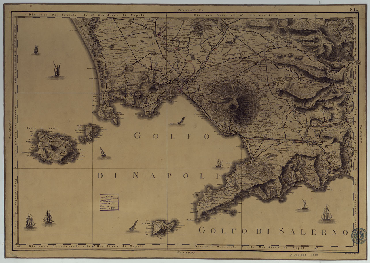(N:4875) ATLANTE GEOGRAFICO DEL REGNO DI NAPOLI DELINEATO PER ORDINE DI FERDINANDO IV RE DELLE DUE SICILIE &C., &C., DA GIO. ANTONIO RIZZI ZANNONI GEOGRAFO DI SUA MAESTA' E TERMINATO NEL 1808 - TAVOLA 14. (CA006955) Carte e stampe antiche: riproduzione a colori su carta (formato A1)