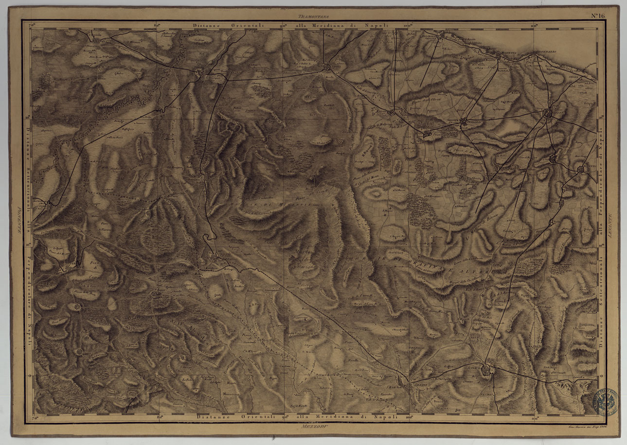(N:4877) ATLANTE GEOGRAFICO DEL REGNO DI NAPOLI DELINEATO PER ORDINE DI FERDINANDO IV RE DELLE DUE SICILIE &C., &C., DA GIO. ANTONIO RIZZI ZANNONI GEOGRAFO DI SUA MAESTA' E TERMINATO NEL 1808 - TAVOLA 16. (CA006957) Carte e stampe antiche: riproduzione a colori su carta (formato A1)