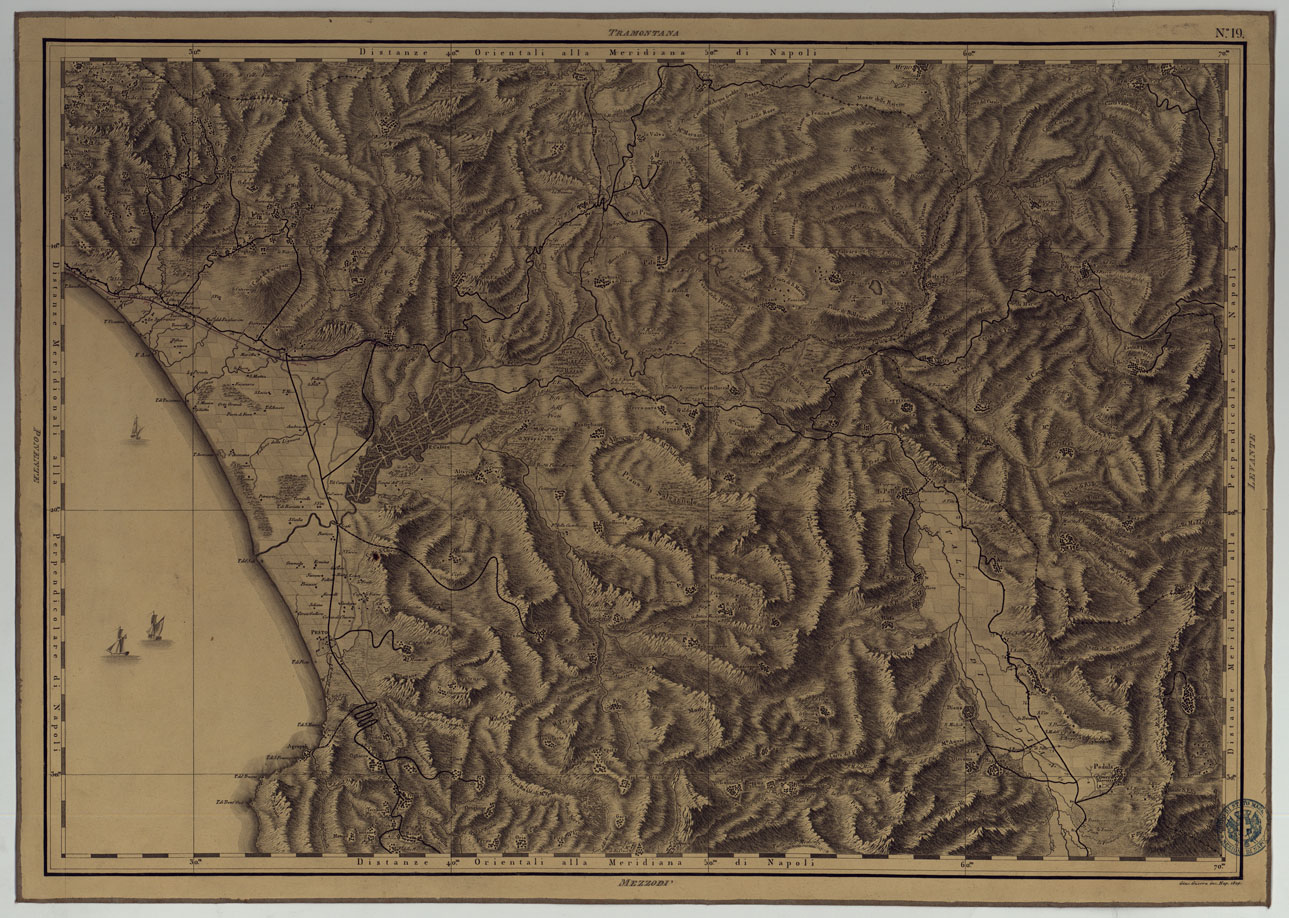 (N:4880) ATLANTE GEOGRAFICO DEL REGNO DI NAPOLI DELINEATO PER ORDINE DI FERDINANDO IV RE DELLE DUE SICILIE &C., &C., DA GIO. ANTONIO RIZZI ZANNONI GEOGRAFO DI SUA MAESTA' E TERMINATO NEL 1808 - TAVOLA 19. (CA006960) Carte e stampe antiche: riproduzione a colori su carta (formato A1)