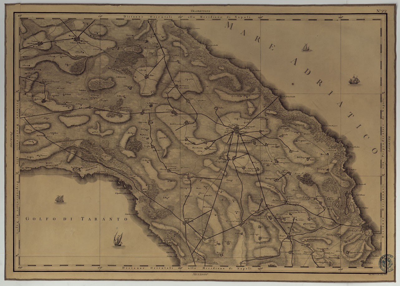 (N:4884) ATLANTE GEOGRAFICO DEL REGNO DI NAPOLI DELINEATO PER ORDINE DI FERDINANDO IV RE DELLE DUE SICILIE &C., &C., DA GIO. ANTONIO RIZZI ZANNONI GEOGRAFO DI SUA MAESTA' E TERMINATO NEL 1808 - TAVOLA 22. (CA006963) Carte e stampe antiche: riproduzione a colori su carta (formato A1)
