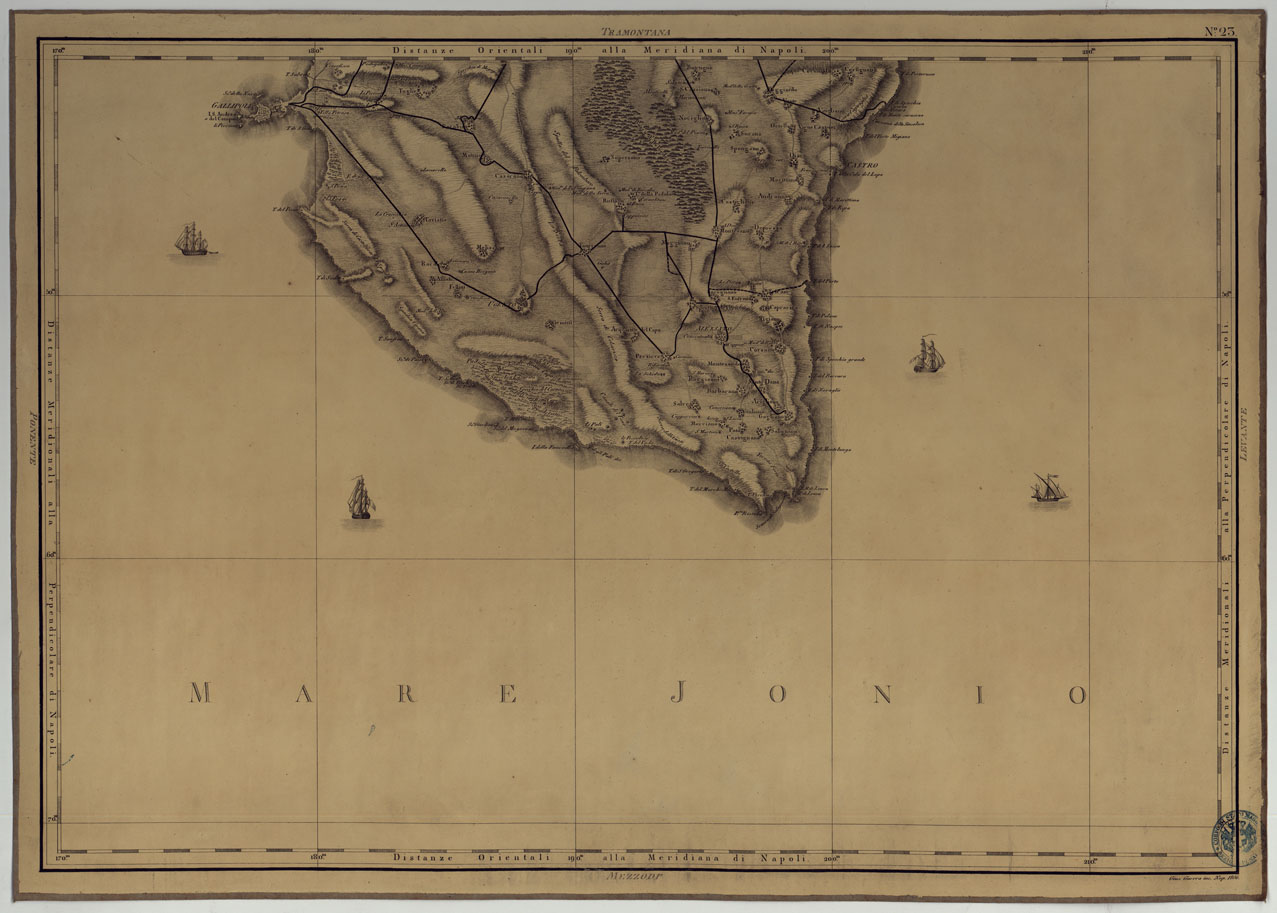(N:4885) ATLANTE GEOGRAFICO DEL REGNO DI NAPOLI DELINEATO PER ORDINE DI FERDINANDO IV RE DELLE DUE SICILIE &C., &C., DA GIO. ANTONIO RIZZI ZANNONI GEOGRAFO DI SUA MAESTA' E TERMINATO NEL 1808 - TAVOLA 23. (CA006964) Carte e stampe antiche: riproduzione a colori su carta (formato A1)