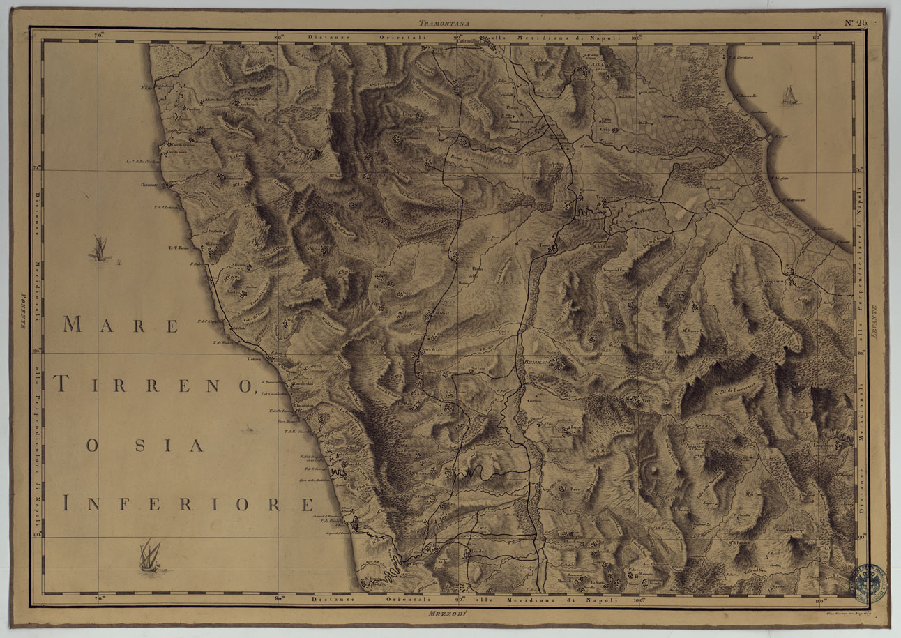 (N:4889) ATLANTE GEOGRAFICO DEL REGNO DI NAPOLI DELINEATO PER ORDINE DI FERDINANDO IV RE DELLE DUE SICILIE &C., &C., DA GIO. ANTONIO RIZZI ZANNONI GEOGRAFO DI SUA MAESTA' E TERMINATO NEL 1808 - TAVOLA 26. (CA006967) Carte e stampe antiche: riproduzione a colori su carta (formato A1)