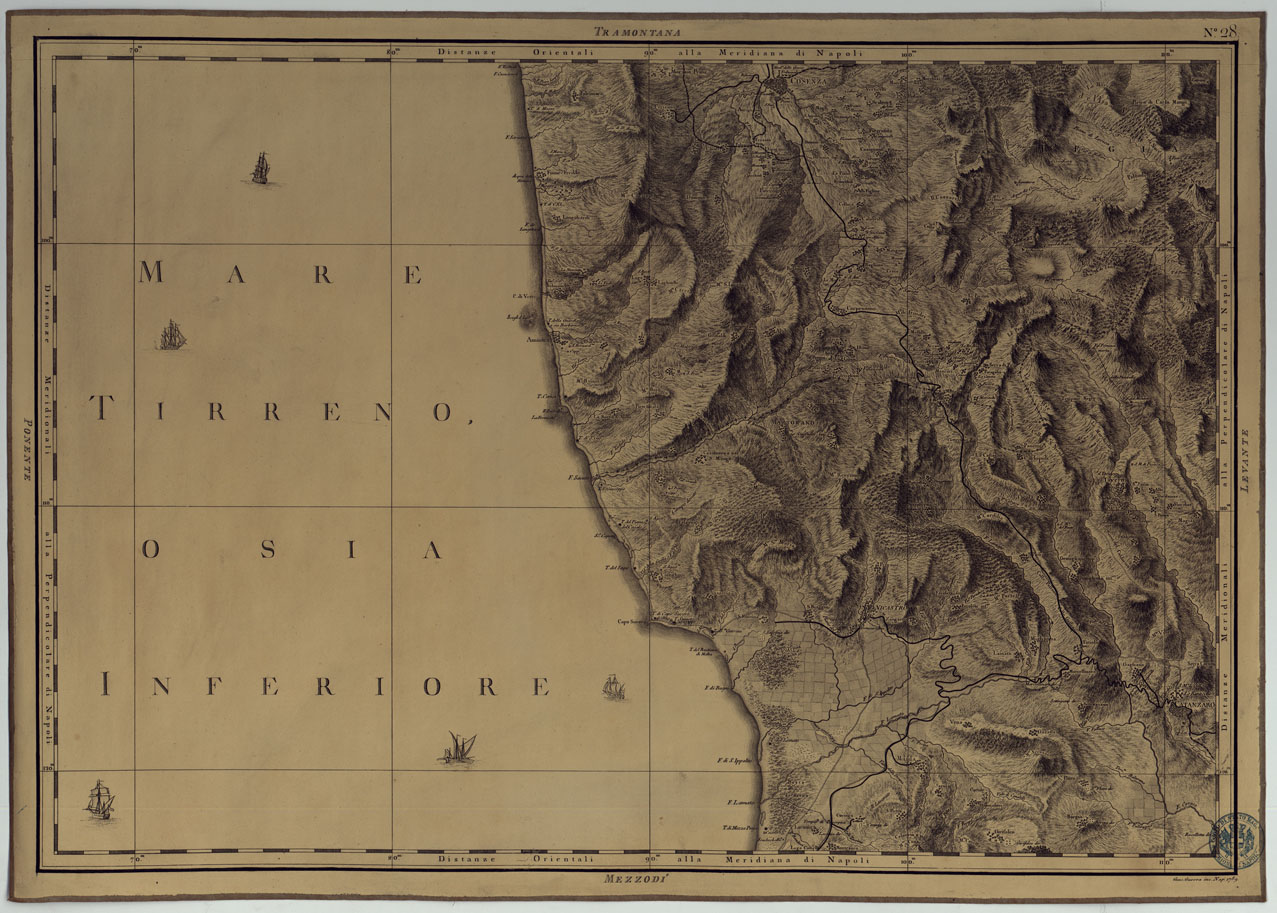(N:4891) ATLANTE GEOGRAFICO DEL REGNO DI NAPOLI DELINEATO PER ORDINE DI FERDINANDO IV RE DELLE DUE SICILIE &C., &C., DA GIO. ANTONIO RIZZI ZANNONI GEOGRAFO DI SUA MAESTA' E TERMINATO NEL 1808 - TAVOLA 28. (CA006969) Carte e stampe antiche: riproduzione a colori su carta (formato A1)