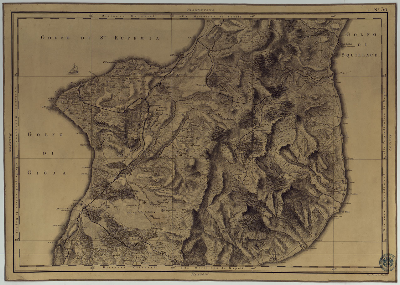 (N:4894) ATLANTE GEOGRAFICO DEL REGNO DI NAPOLI DELINEATO PER ORDINE DI FERDINANDO IV RE DELLE DUE SICILIE &C., &C., DA GIO. ANTONIO RIZZI ZANNONI GEOGRAFO DI SUA MAESTA' E TERMINATO NEL 1808 - TAVOLA 30. (CA006971) Carte e stampe antiche: riproduzione a colori su carta (formato A1)