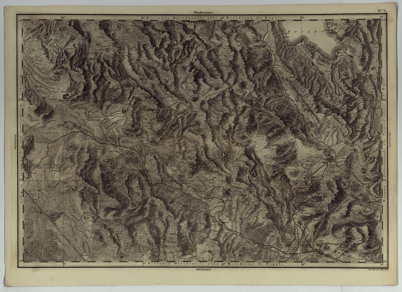 (N:25022) ATLANTE GEOGRAFICO DEL REGNO DI NAPOLI DELINEATO PER ORDINE DI FERDINANDO IV RE DELLE DUE SICILIE &C., &C., DA GIO. ANTONIO RIZZI ZANNONI GEOGRAFO DI SUA MAESTA' E TERMINATO NEL 1808 - TAVOLA 5. (CA006979) Carte e stampe antiche: riproduzione a colori su carta (formato A1)