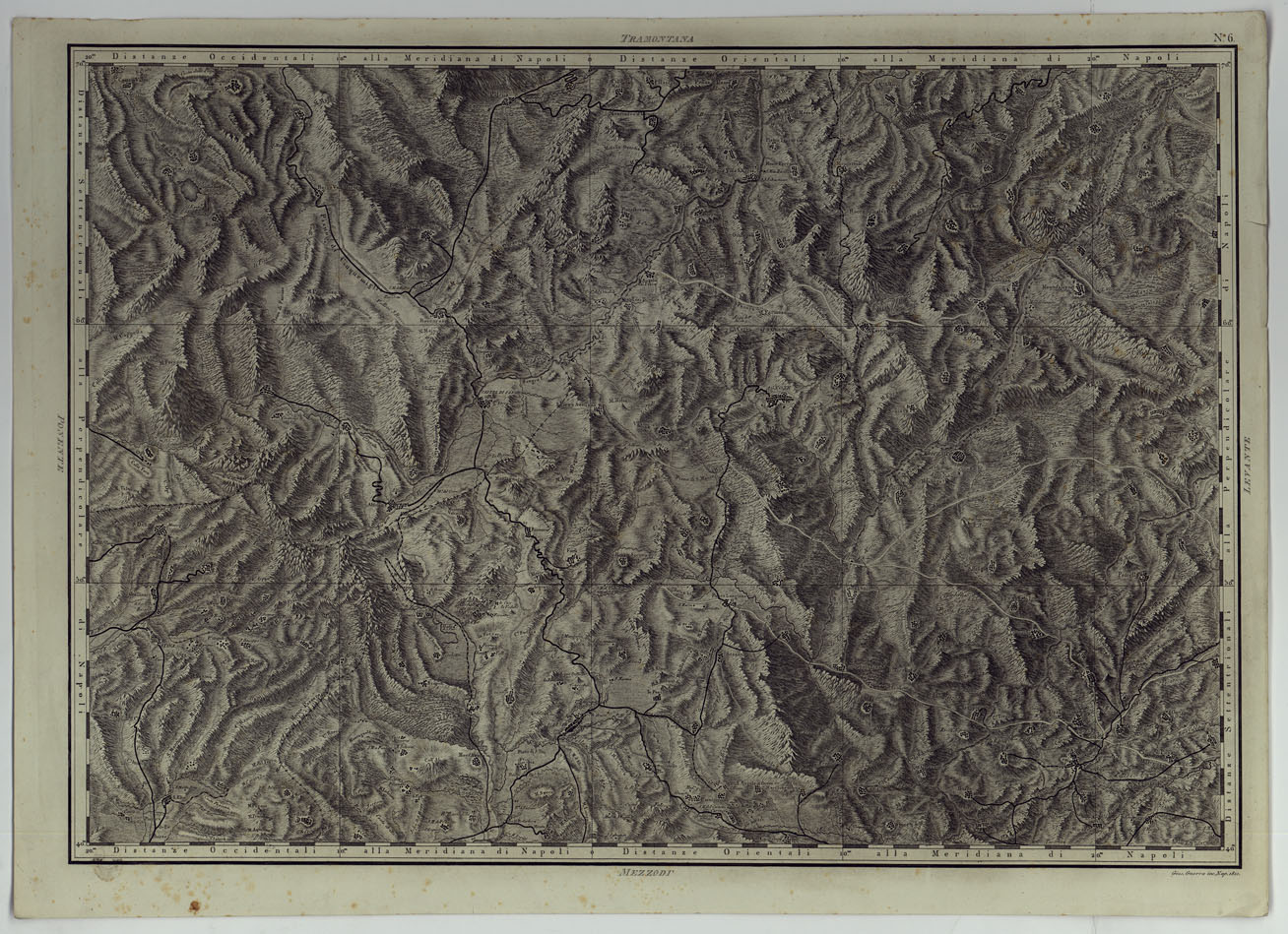(N:25023) ATLANTE GEOGRAFICO DEL REGNO DI NAPOLI DELINEATO PER ORDINE DI FERDINANDO IV RE DELLE DUE SICILIE &C., &C., DA GIO. ANTONIO RIZZI ZANNONI GEOGRAFO DI SUA MAESTA' E TERMINATO NEL 1808 - TAVOLA 6. (CA006980) Carte e stampe antiche: riproduzione a colori su carta (formato A1)