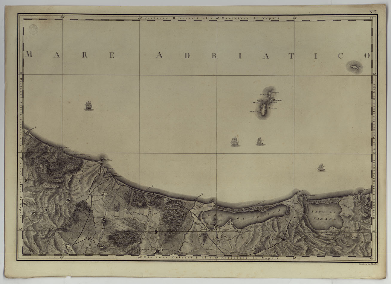 (N:25024) ATLANTE GEOGRAFICO DEL REGNO DI NAPOLI DELINEATO PER ORDINE DI FERDINANDO IV RE DELLE DUE SICILIE &C., &C., DA GIO. ANTONIO RIZZI ZANNONI GEOGRAFO DI SUA MAESTA' E TERMINATO NEL 1808 - TAVOLA 7. (CA006981) Carte e stampe antiche: riproduzione a colori su carta (formato A1)