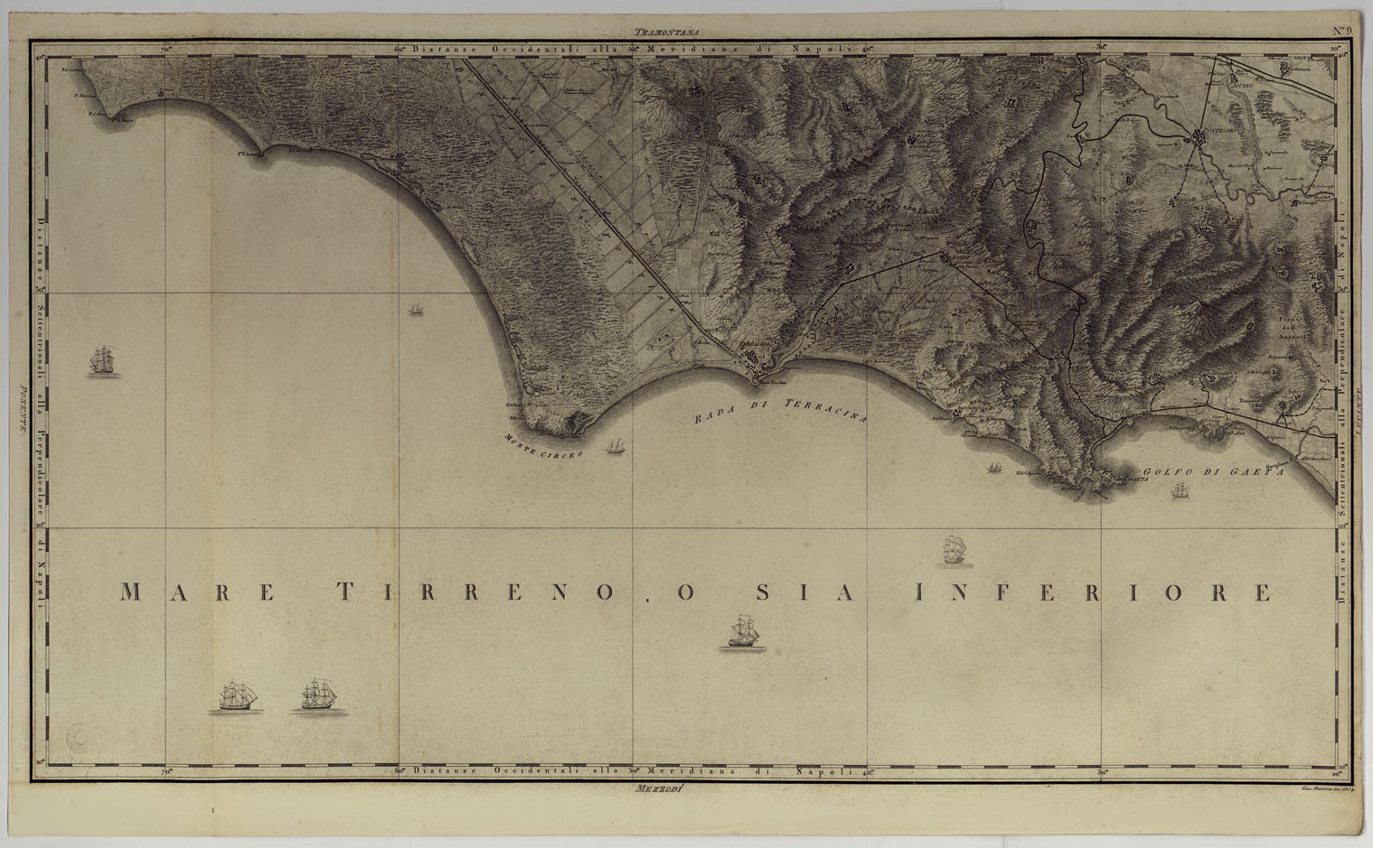 (N:25026) ATLANTE GEOGRAFICO DEL REGNO DI NAPOLI DELINEATO PER ORDINE DI FERDINANDO IV RE DELLE DUE SICILIE &C., &C., DA GIO. ANTONIO RIZZI ZANNONI GEOGRAFO DI SUA MAESTA' E TERMINATO NEL 1808 - TAVOLA 9. (CA006983) Carte e stampe antiche: riproduzione a colori su carta (formato A1)