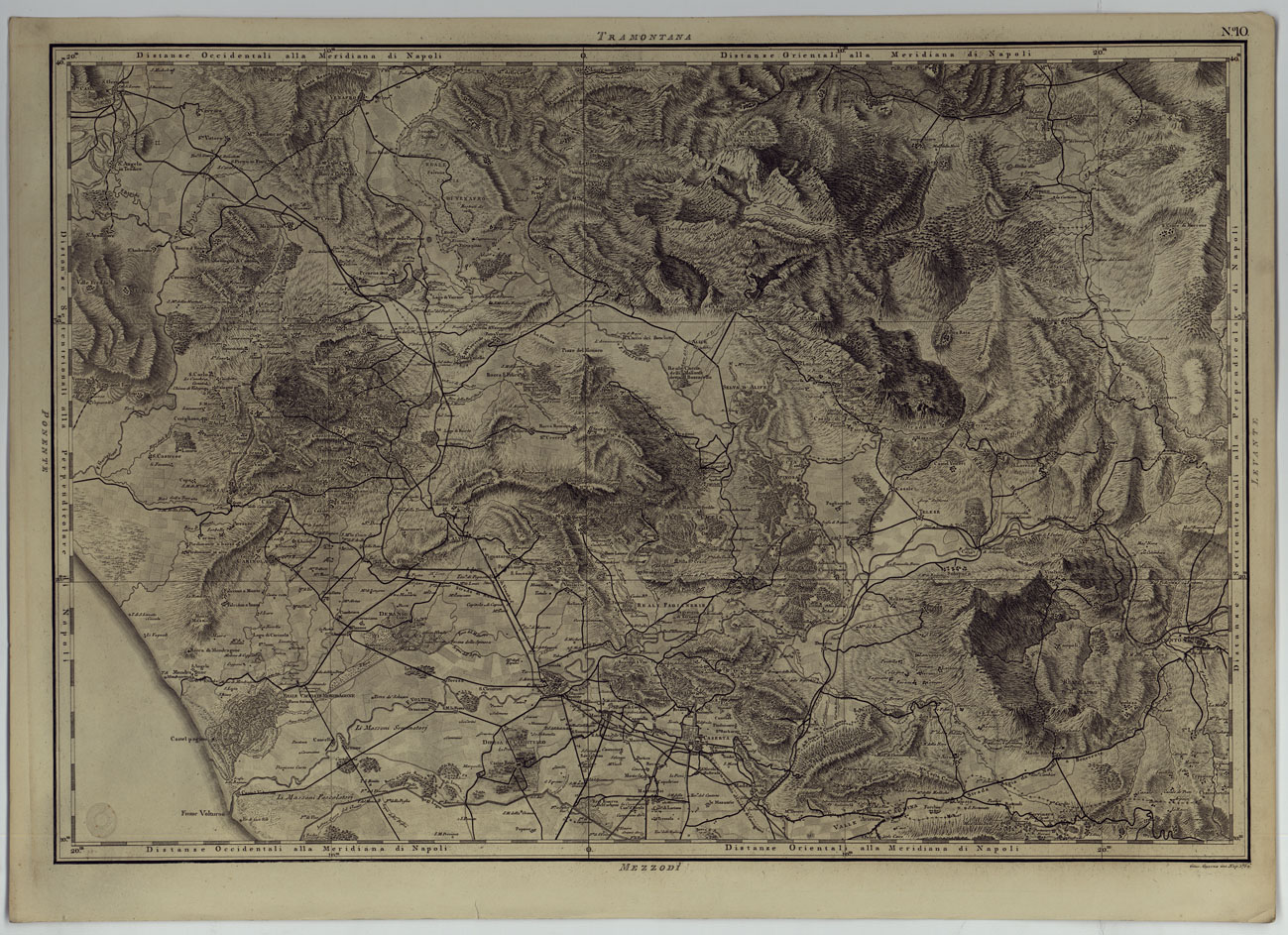 (N:25027) ATLANTE GEOGRAFICO DEL REGNO DI NAPOLI DELINEATO PER ORDINE DI FERDINANDO IV RE DELLE DUE SICILIE &C., &C., DA GIO. ANTONIO RIZZI ZANNONI GEOGRAFO DI SUA MAESTA' E TERMINATO NEL 1808 - TAVOLA 10. (CA006984) Carte e stampe antiche: riproduzione a colori su carta (formato A1)