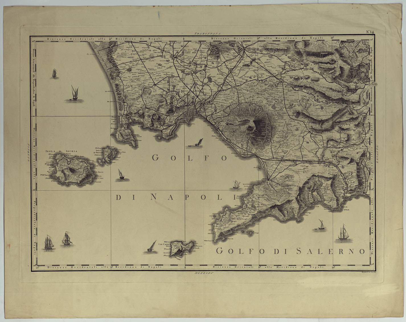 (N:25032) ATLANTE GEOGRAFICO DEL REGNO DI NAPOLI DELINEATO PER ORDINE DI FERDINANDO IV RE DELLE DUE SICILIE &C., &C., DA GIO. ANTONIO RIZZI ZANNONI GEOGRAFO DI SUA MAESTA' E TERMINATO NEL 1808 - TAVOLA 14 ALTRA COPIA. (CA006989) Carte e stampe antiche: riproduzione a colori su carta (formato A1)