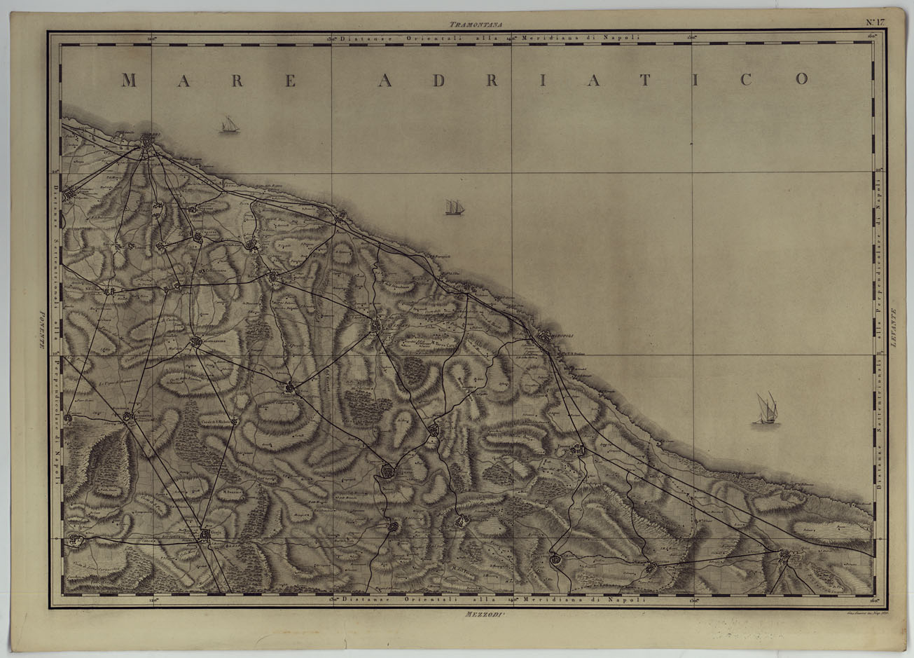 (N:25036) ATLANTE GEOGRAFICO DEL REGNO DI NAPOLI DELINEATO PER ORDINE DI FERDINANDO IV RE DELLE DUE SICILIE &C., &C., DA GIO. ANTONIO RIZZI ZANNONI GEOGRAFO DI SUA MAESTA' E TERMINATO NEL 1808 - TAVOLA 17. (CA006993) Carte e stampe antiche: riproduzione a colori su carta (formato A1)