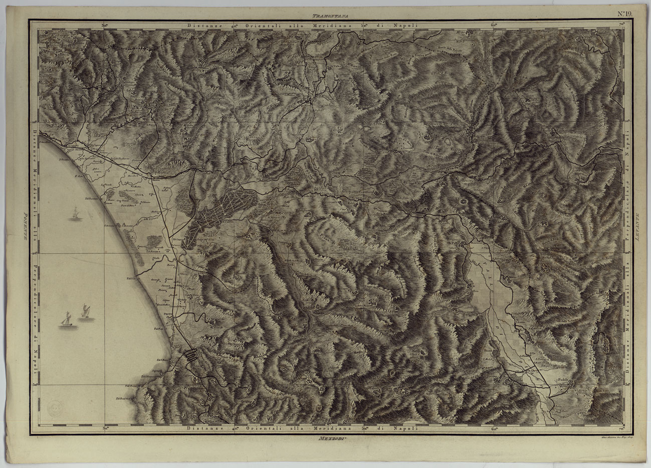 (N:25038) ATLANTE GEOGRAFICO DEL REGNO DI NAPOLI DELINEATO PER ORDINE DI FERDINANDO IV RE DELLE DUE SICILIE &C., &C., DA GIO. ANTONIO RIZZI ZANNONI GEOGRAFO DI SUA MAESTA' E TERMINATO NEL 1808 - TAVOLA 19. (CA006995) Carte e stampe antiche: riproduzione a colori su carta (formato A1)