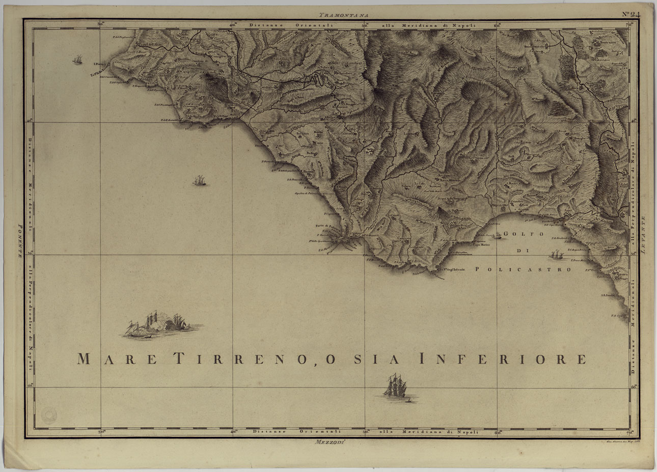 (N:25043) ATLANTE GEOGRAFICO DEL REGNO DI NAPOLI DELINEATO PER ORDINE DI FERDINANDO IV RE DELLE DUE SICILIE &C., &C., DA GIO. ANTONIO RIZZI ZANNONI GEOGRAFO DI SUA MAESTA' E TERMINATO NEL 1808 - TAVOLA 24. (CA007000) Carte e stampe antiche: riproduzione a colori su carta (formato A1)