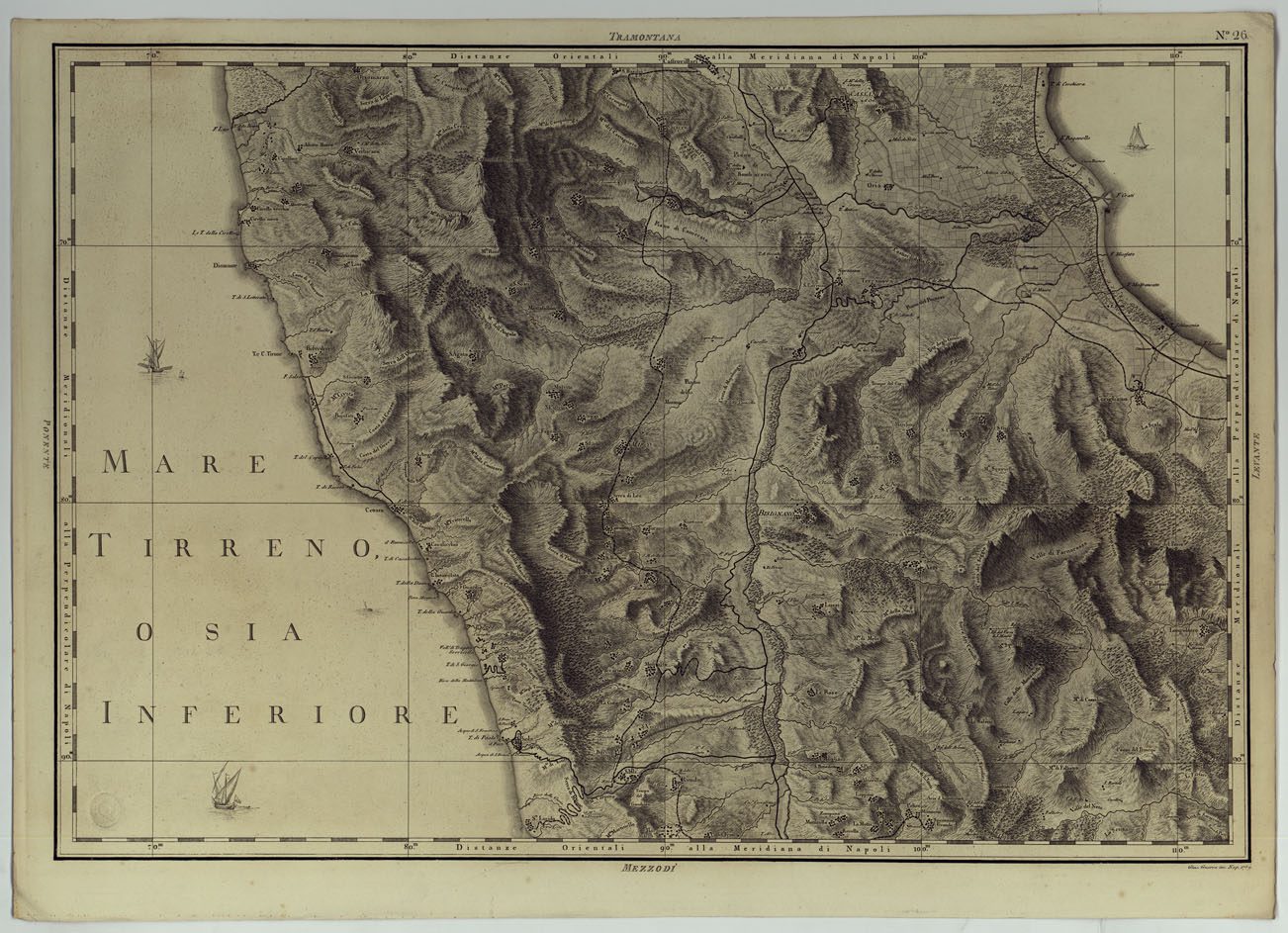 (N:25045) ATLANTE GEOGRAFICO DEL REGNO DI NAPOLI DELINEATO PER ORDINE DI FERDINANDO IV RE DELLE DUE SICILIE &C., &C., DA GIO. ANTONIO RIZZI ZANNONI GEOGRAFO DI SUA MAESTA' E TERMINATO NEL 1808 - TAVOLA 26. (CA007002) Carte e stampe antiche: riproduzione a colori su carta (formato A1)