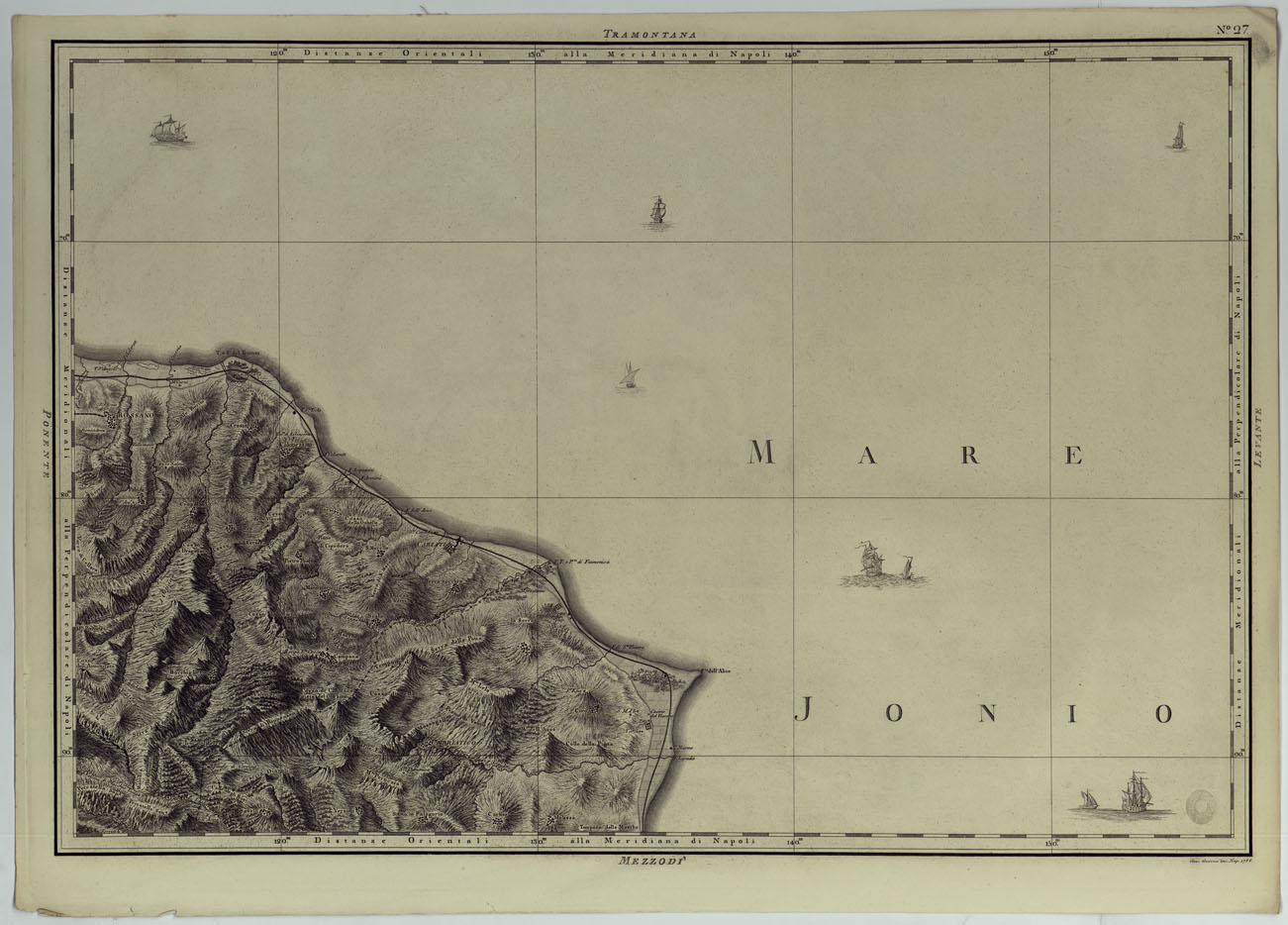 (N:25046) ATLANTE GEOGRAFICO DEL REGNO DI NAPOLI DELINEATO PER ORDINE DI FERDINANDO IV RE DELLE DUE SICILIE &C., &C., DA GIO. ANTONIO RIZZI ZANNONI GEOGRAFO DI SUA MAESTA' E TERMINATO NEL 1808 - TAVOLA 27. (CA007003) Carte e stampe antiche: riproduzione a colori su carta (formato A1)